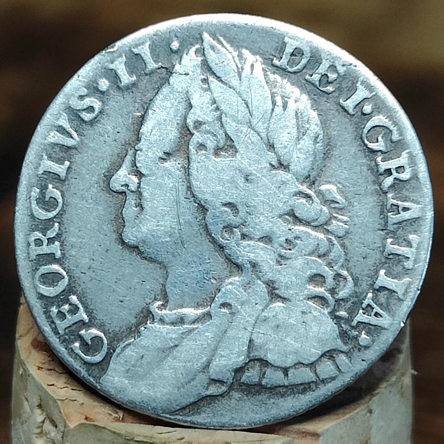 1757 King George II Silver Sixpence Coin older bust - VPUKcoins