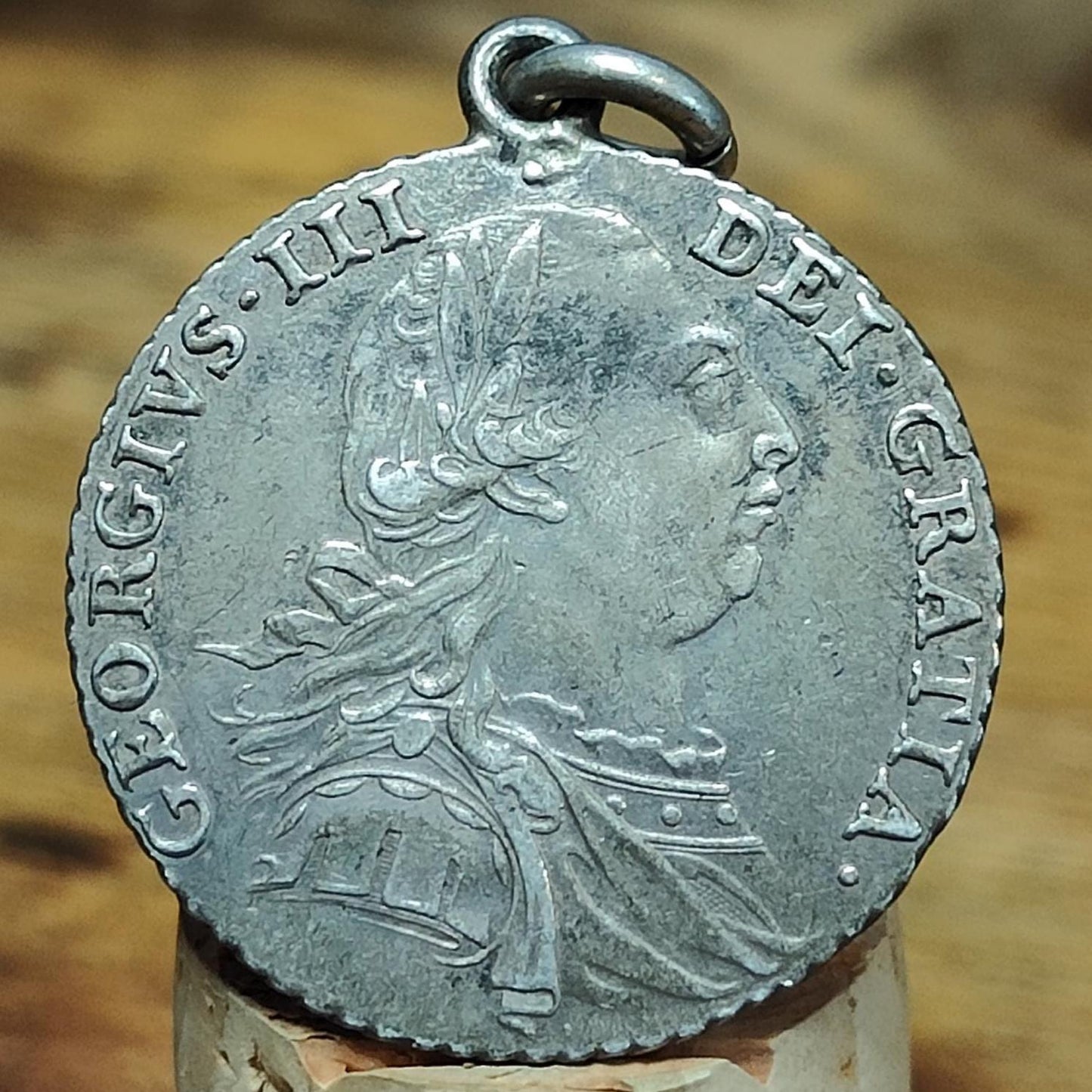1787 King George III Silver Shilling Coin older bust with no hearts - Georgian coin necklace - VPUKcoins