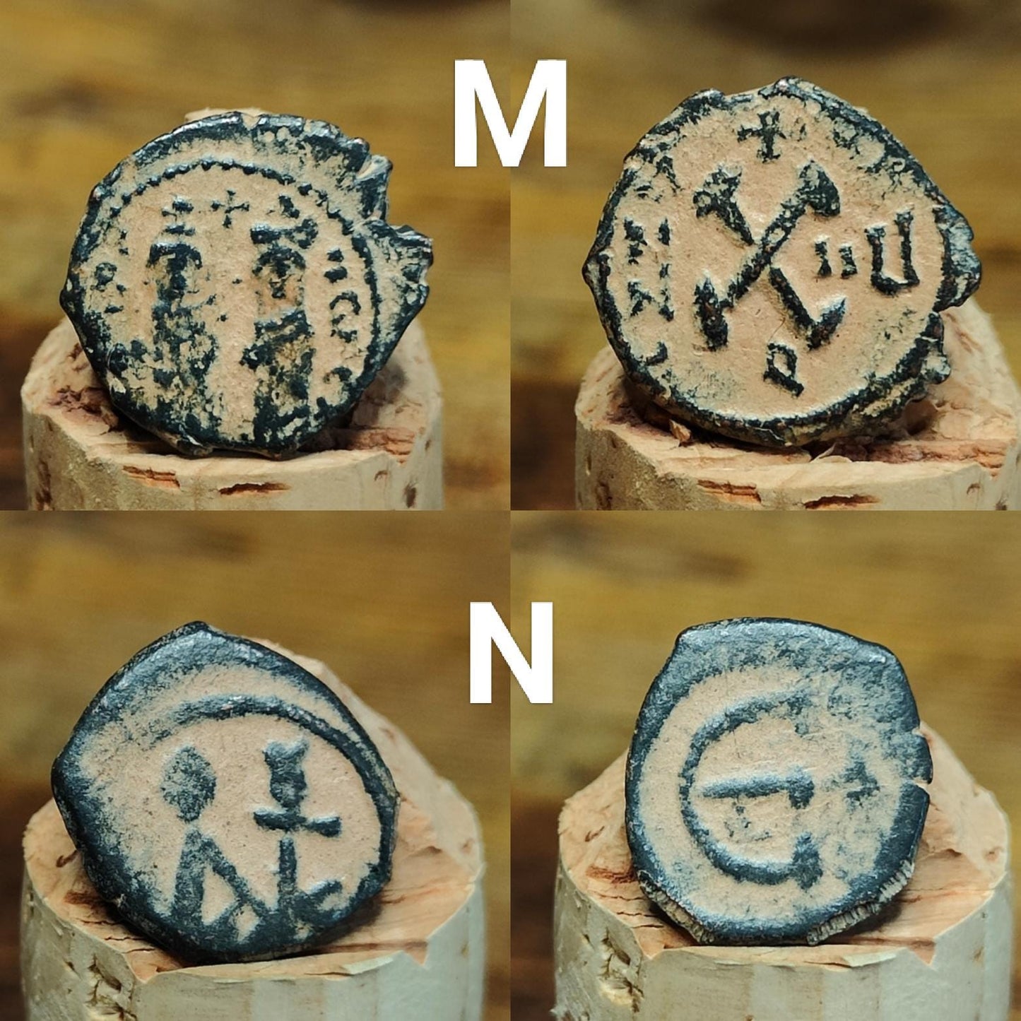 Ancient Byzantine coins with sand patina, Authentic follis - VPUKcoins