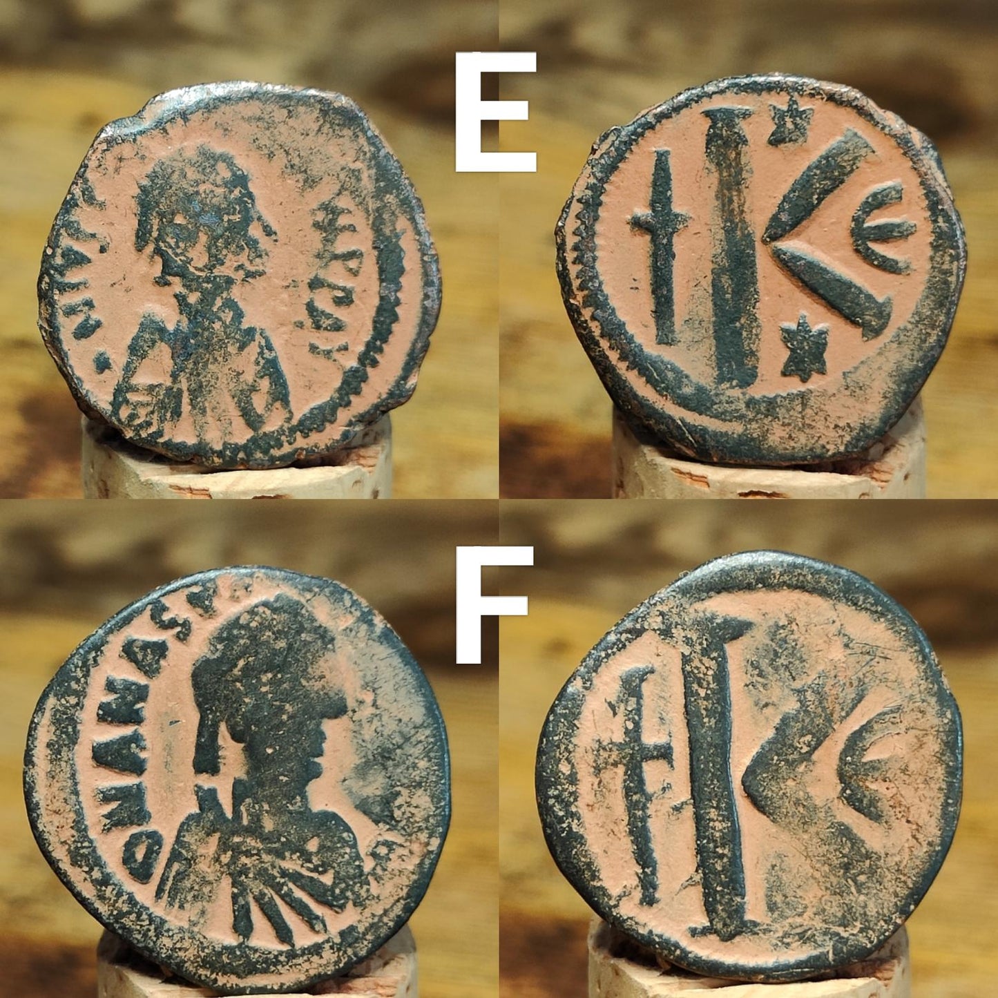 Ancient Byzantine coins with sand patina, Authentic follis - VPUKcoins