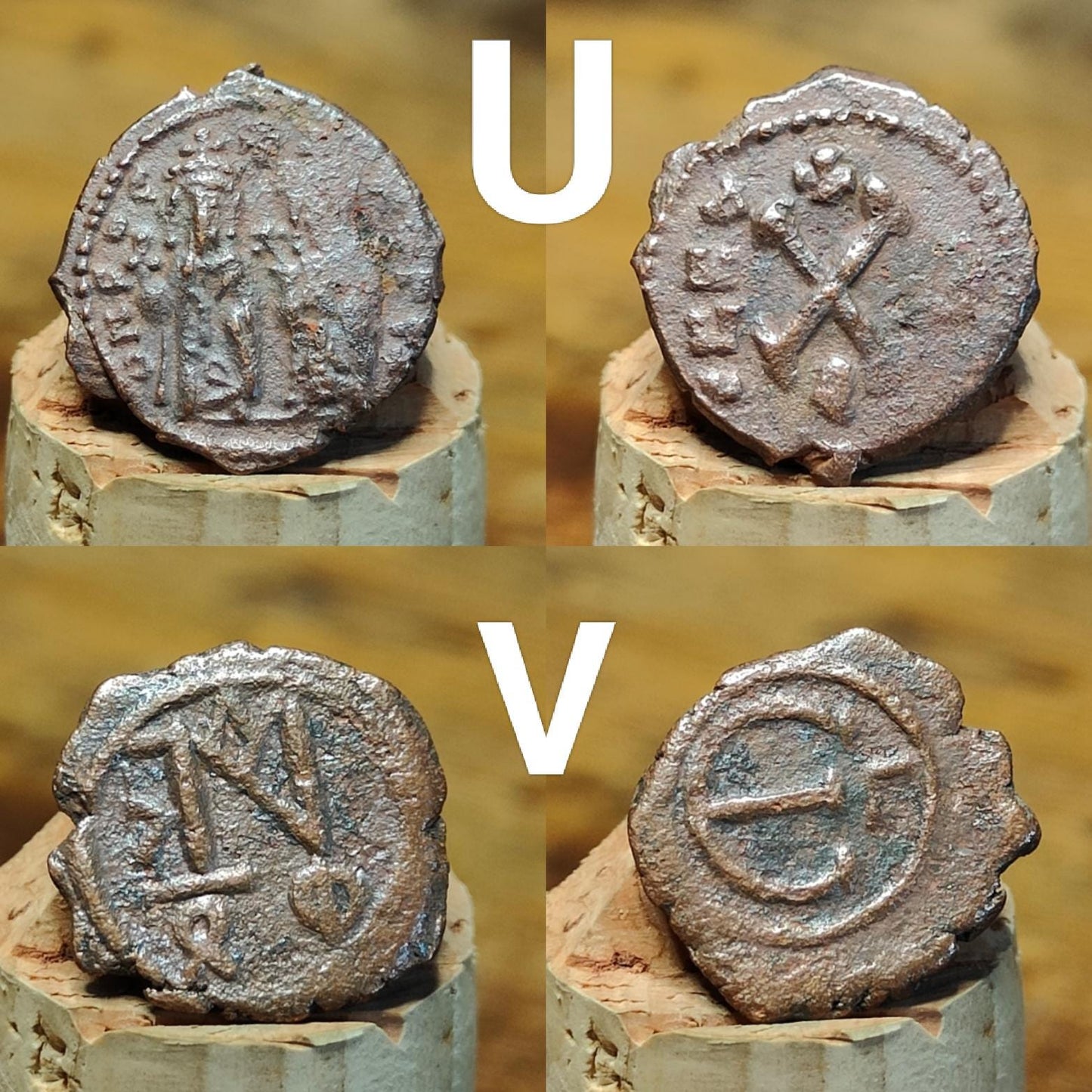 Ancient Byzantine coins with sand patina, Authentic follis - VPUKcoins
