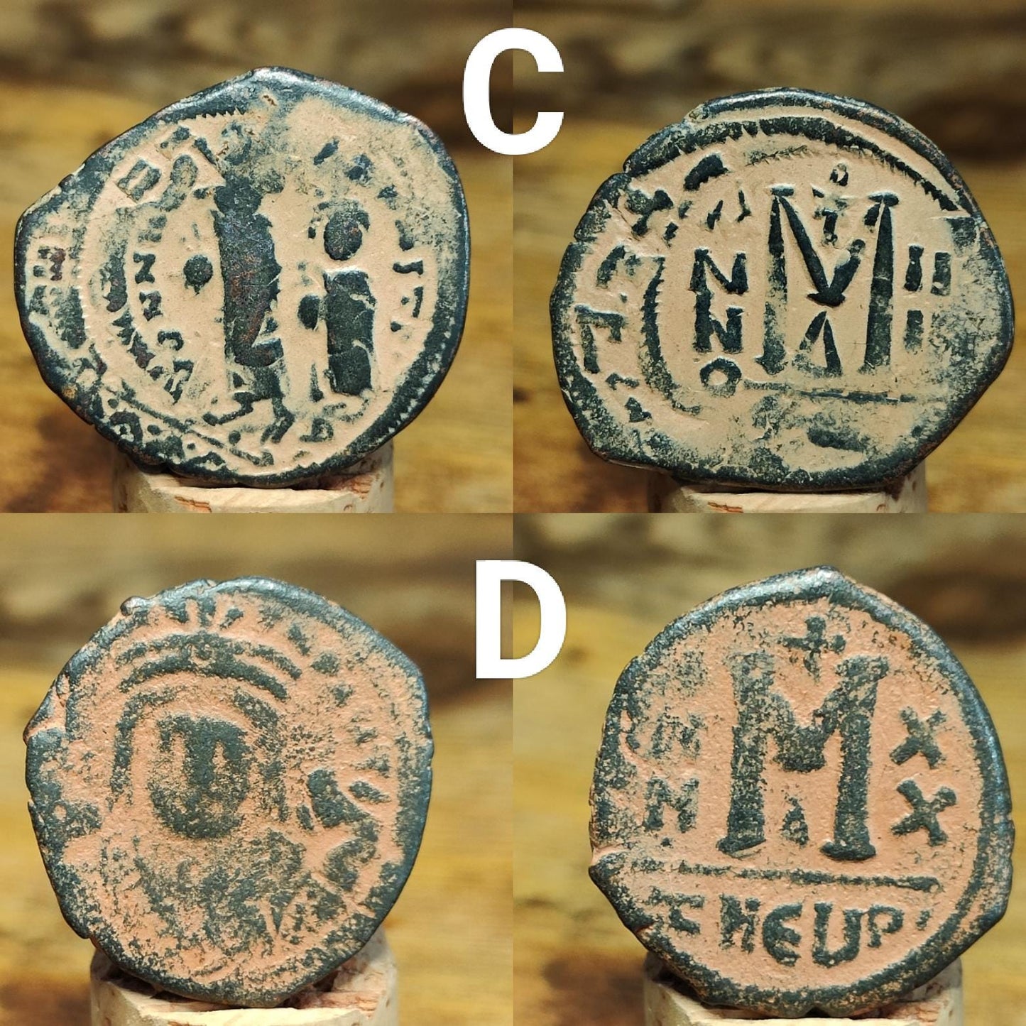 Ancient Byzantine coins with sand patina, Authentic follis - VPUKcoins