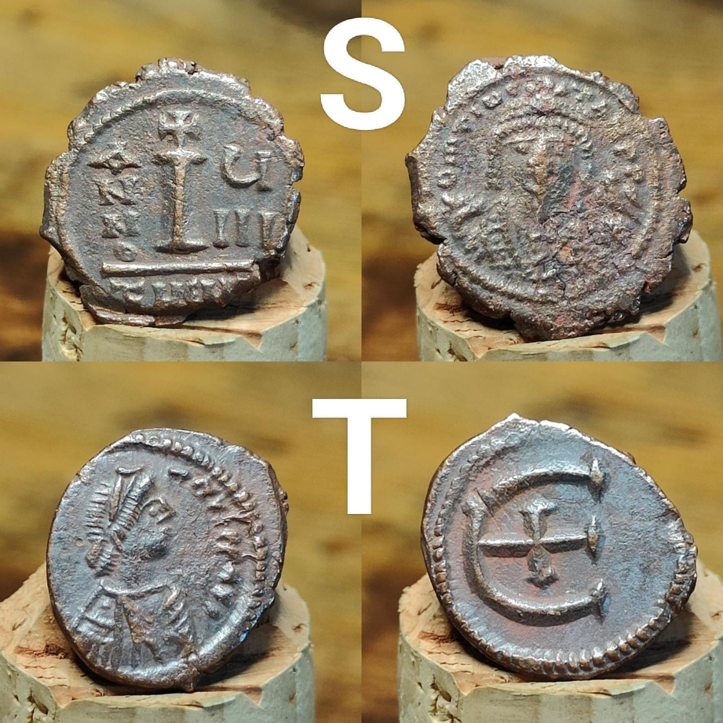 Ancient Byzantine coins with sand patina, Authentic follis - VPUKcoins