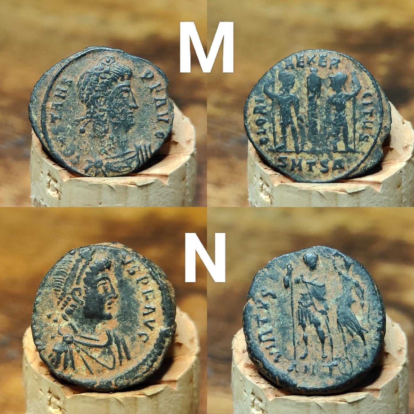 Ancient Roman coins with Sand patina , uncleaned 4th century Nummus - VPUKcoins