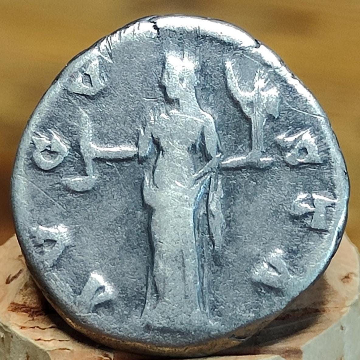 Faustina I Silver Denarius with Vesta reverse, Ancient roman coin - VPUKcoins