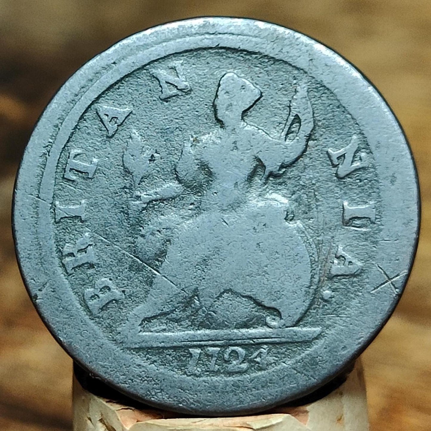 George I half Penny, dated 1724 - Georgian/ US colonial coin - VPUKcoins