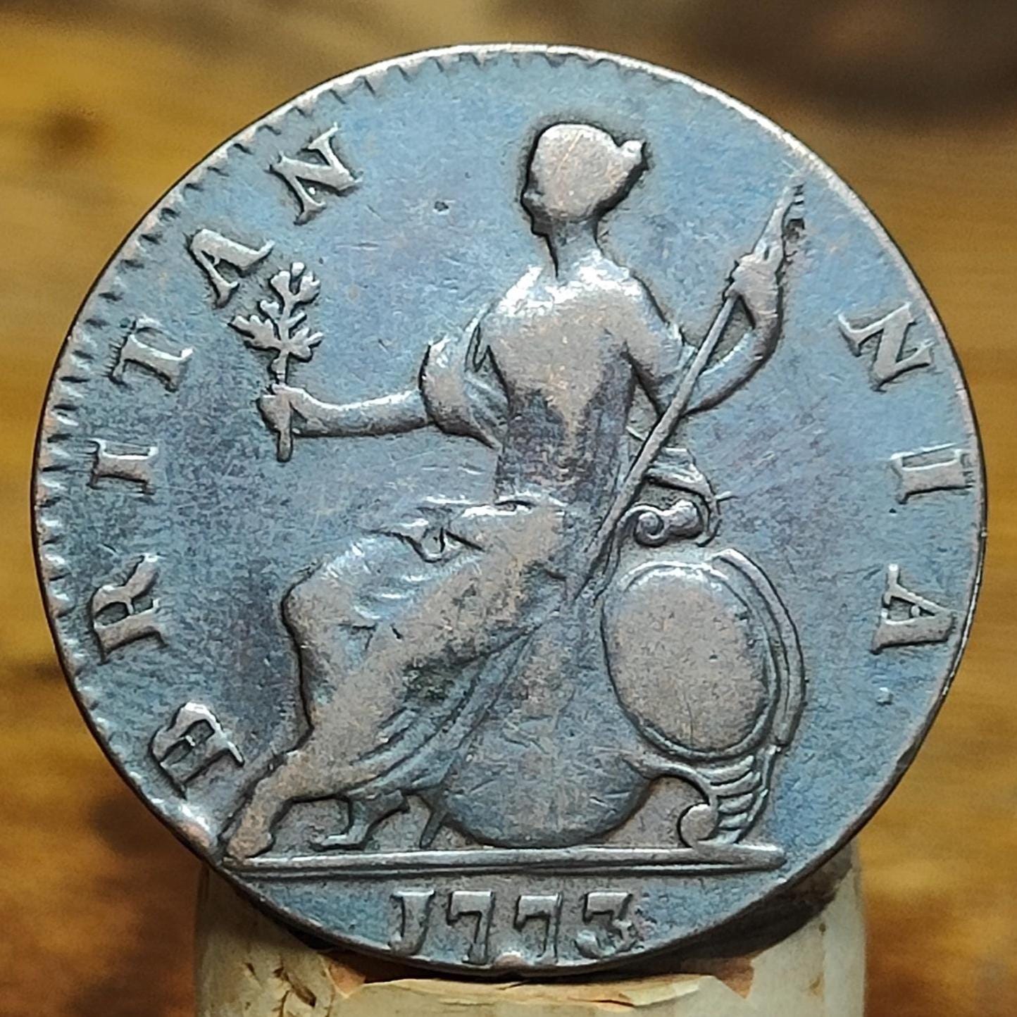 George III half Penny, dated 1773 - Georgian/ US colonial coin - VPUKcoins