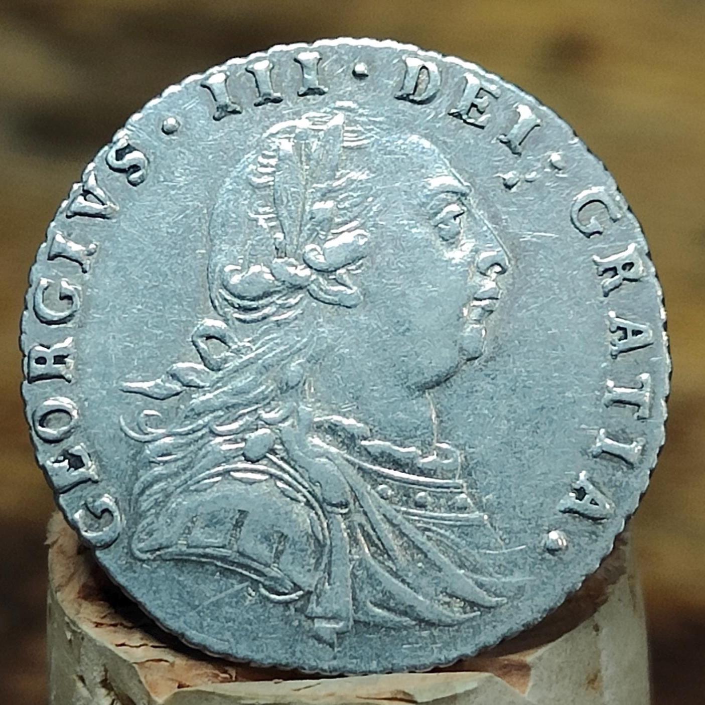George III silver sixpence dated 1787 with no hearts - Georgian coin, US colonial - VPUKcoins