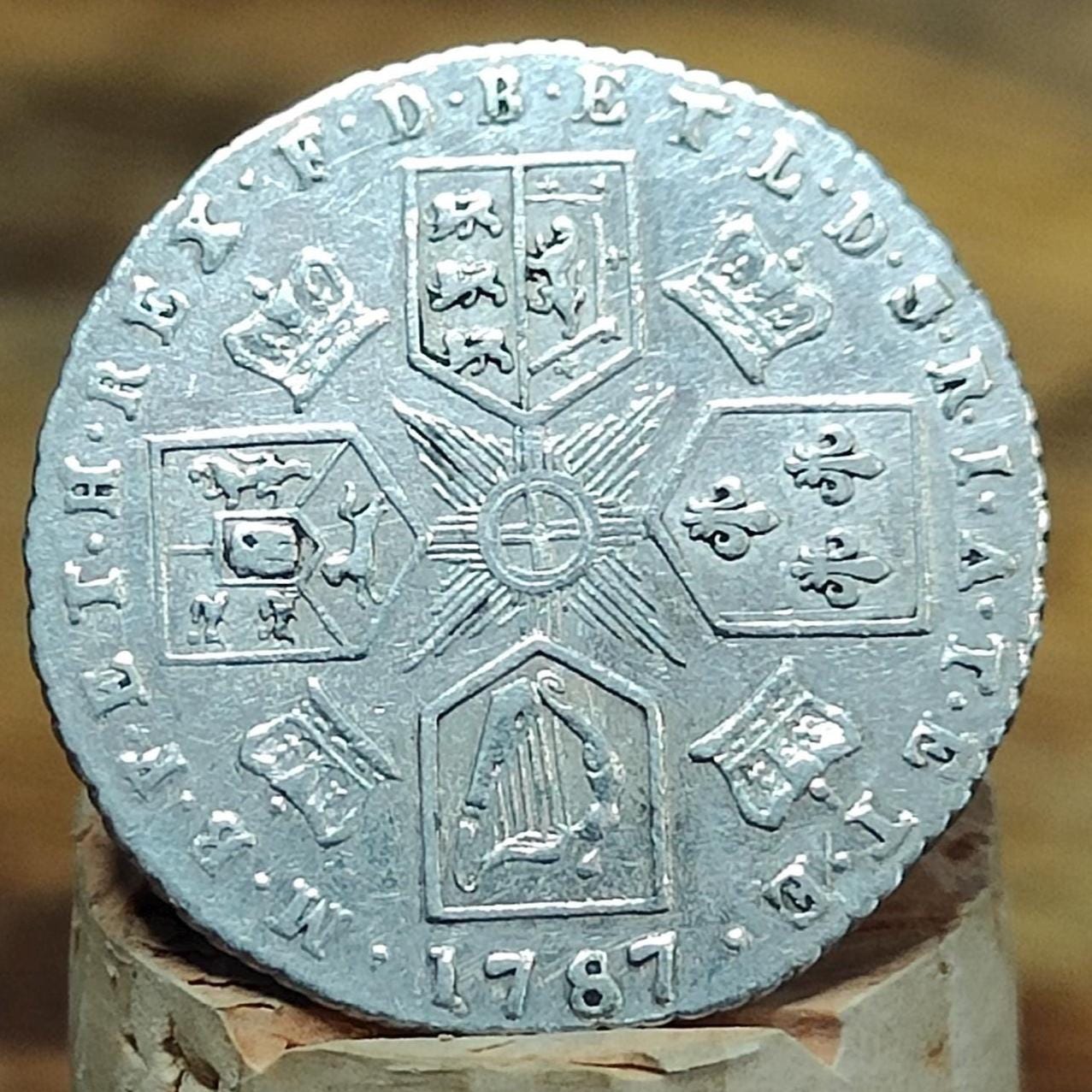 George III silver sixpence dated 1787 with no hearts - Georgian coin, US colonial - VPUKcoins