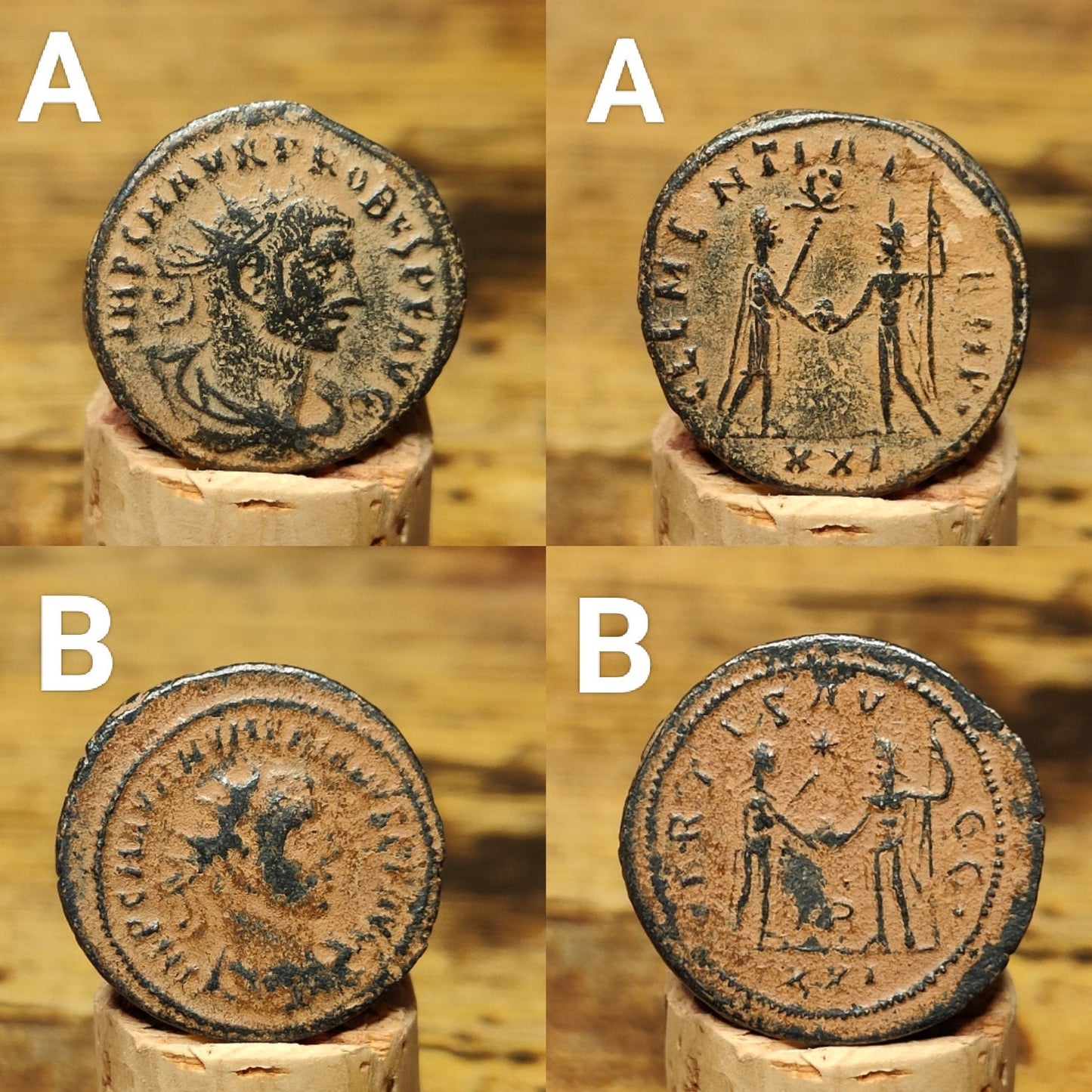 Very Fine Roman coins with sand patina, 3rd century ancient Antoninianus