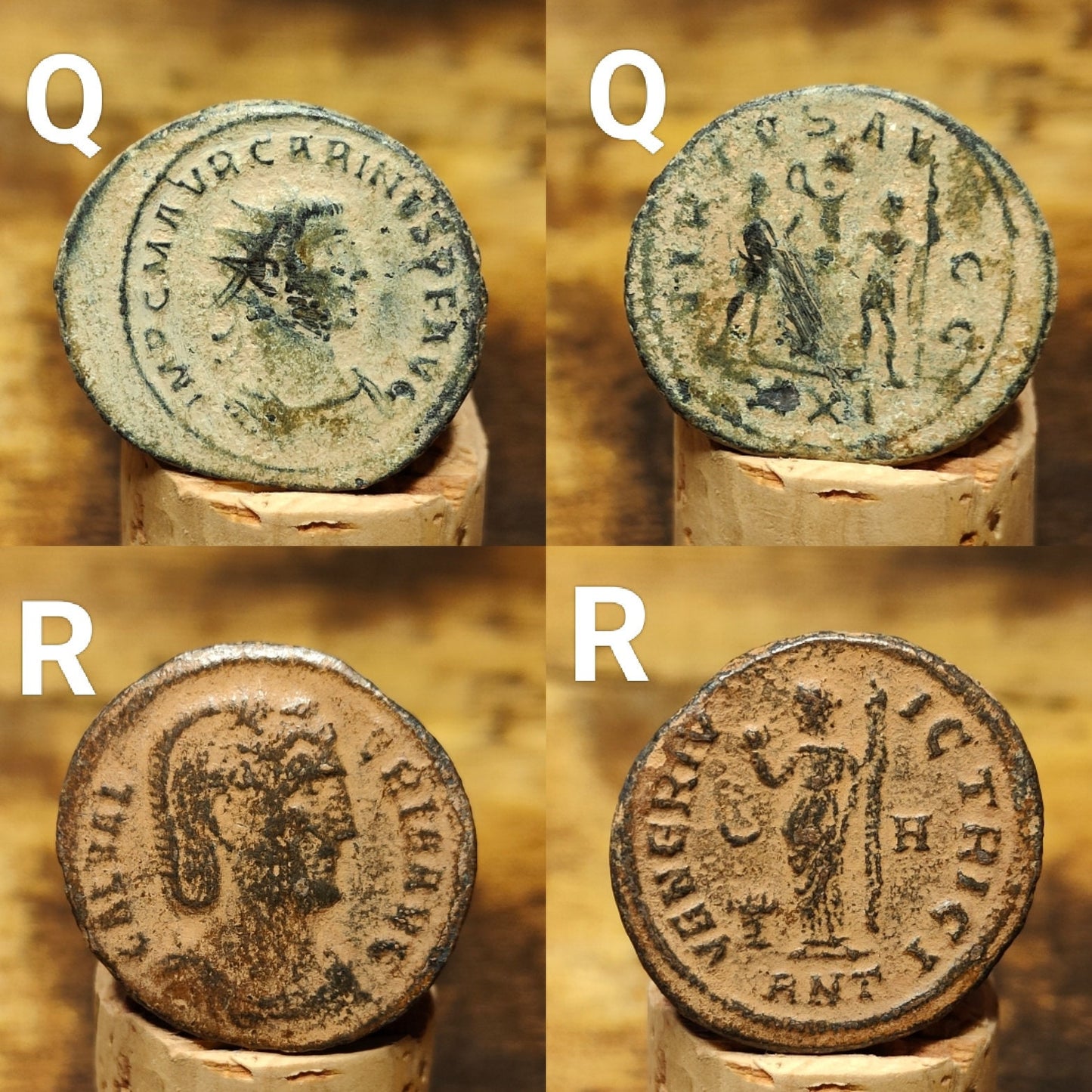 Very Fine Roman coins with sand patina, 3rd century ancient Antoninianus