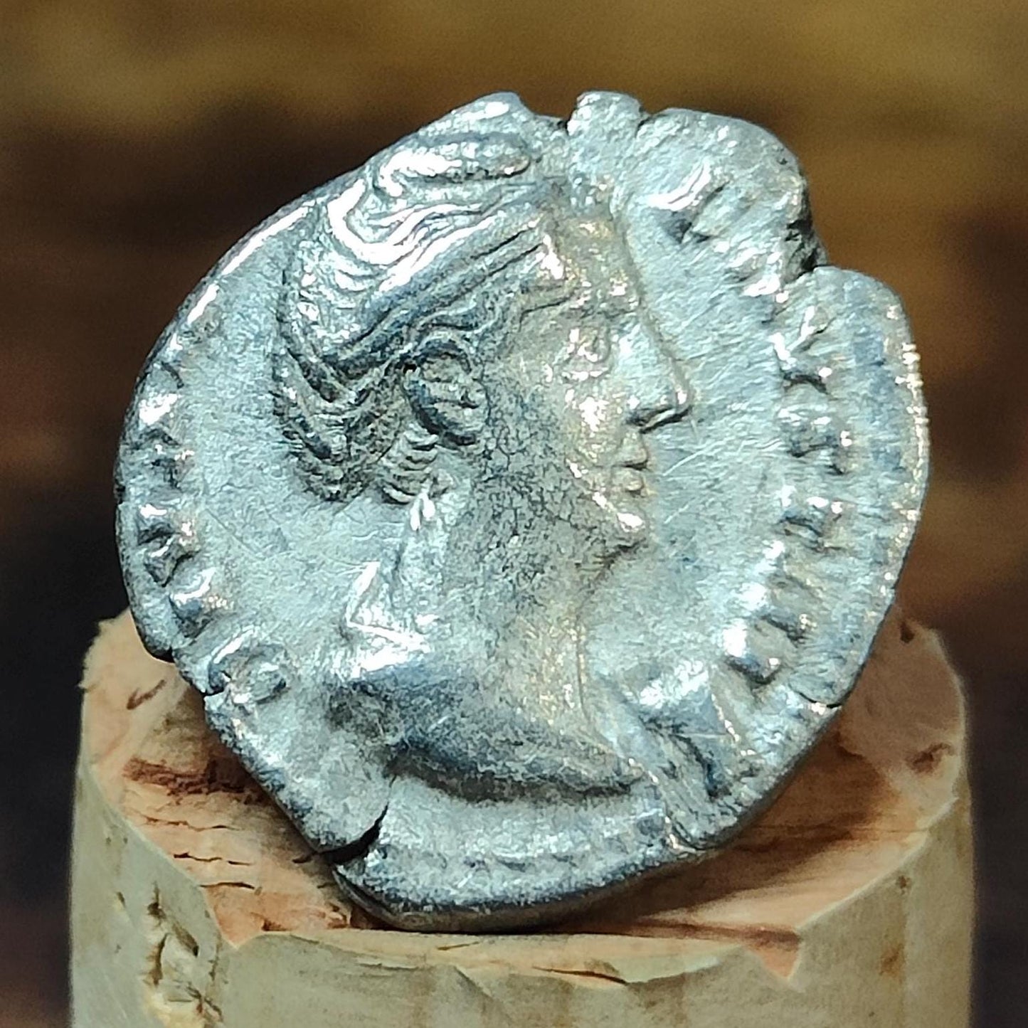 Faustina I Silver Denarius with Juno reverse, Ancient roman coin