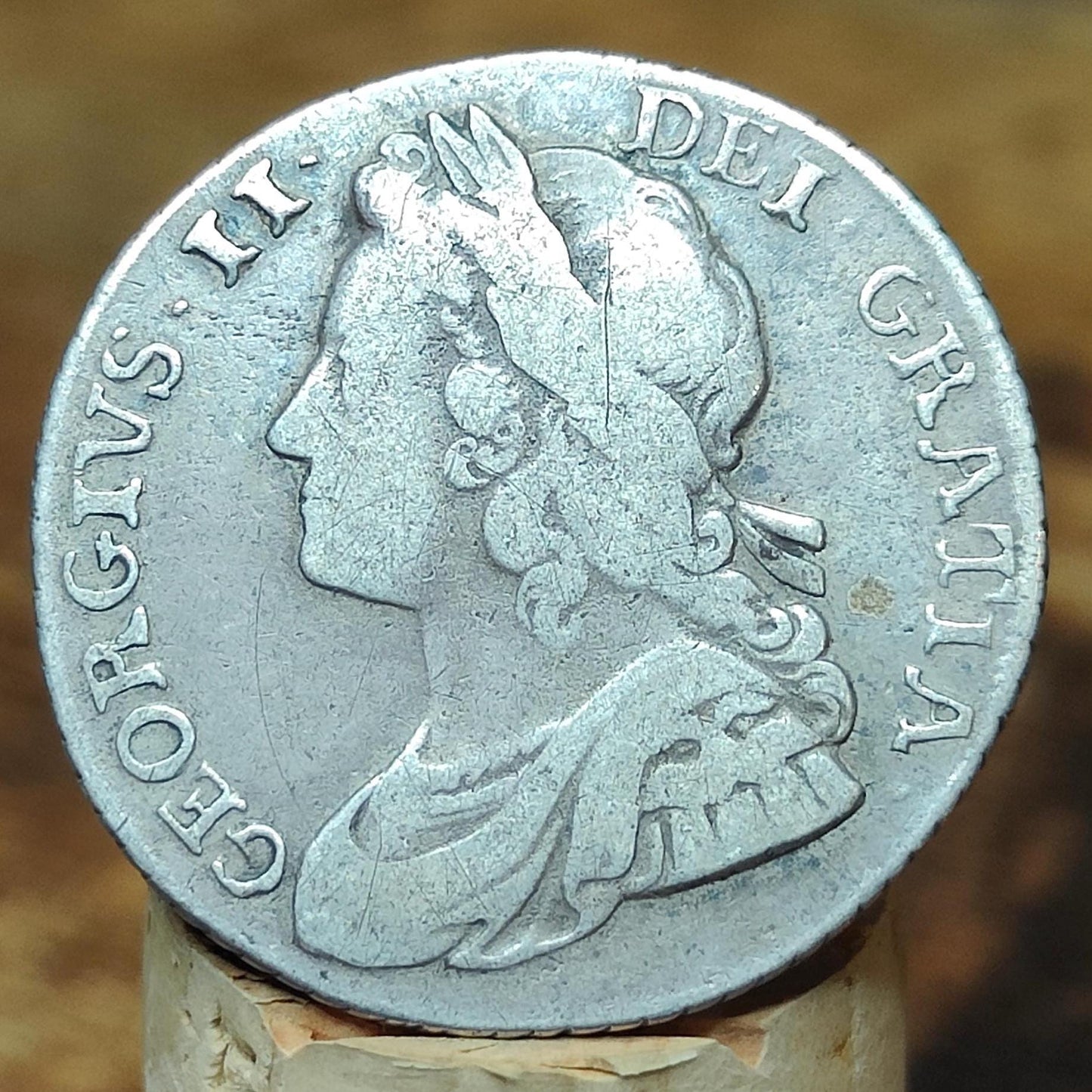 1739 King George II Silver Shilling Coin Young Laureate Head