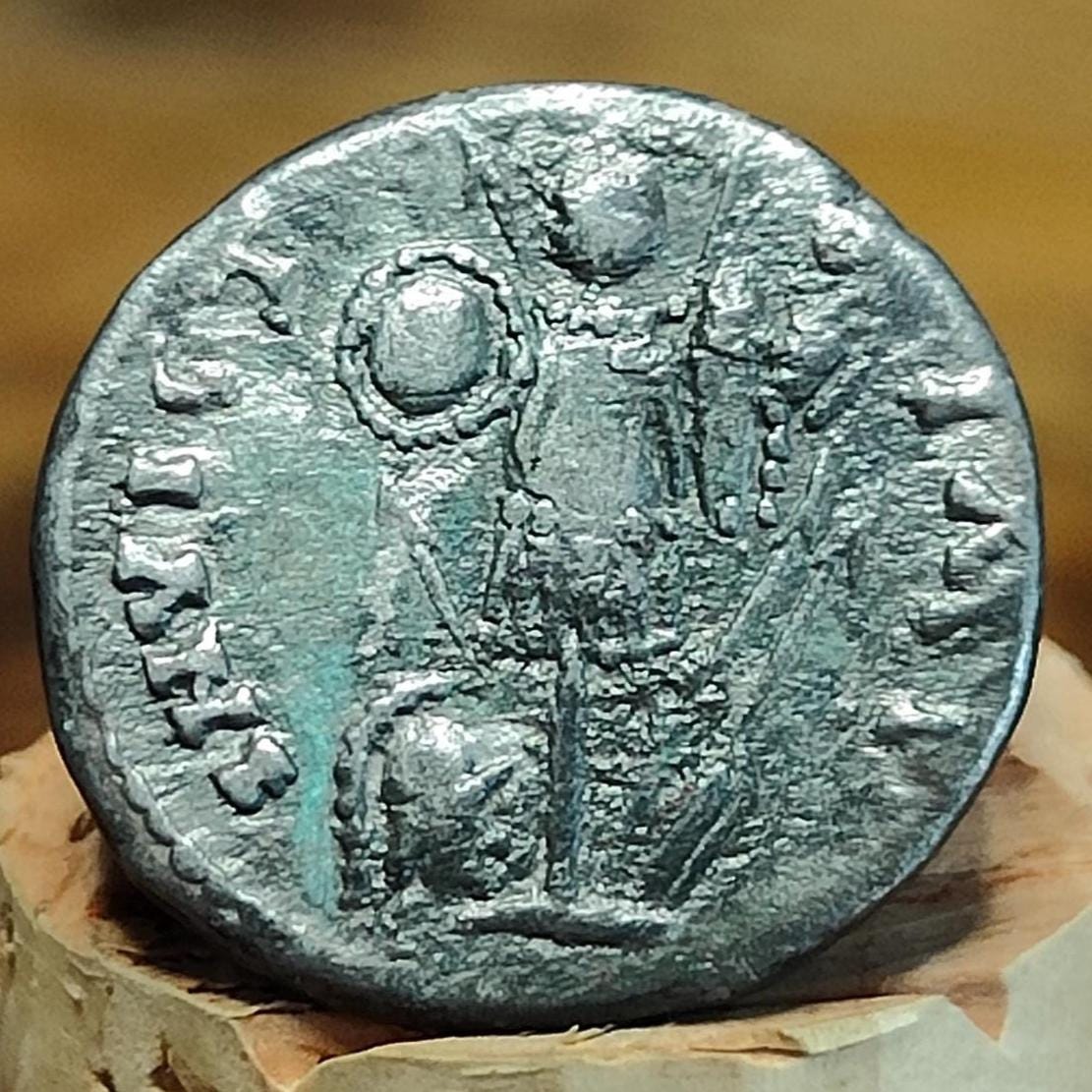 Septimius Severus with Trophy reverse Silver Denarius, Ancient roman coin