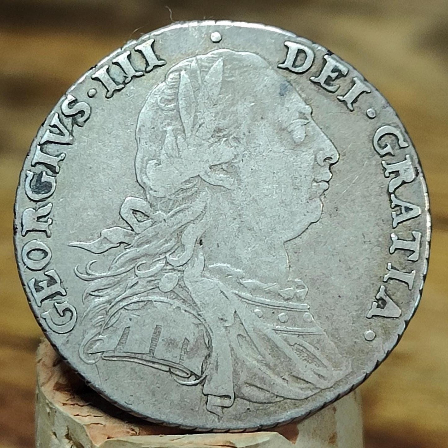 1787 King George III Silver Shilling Coin older bust with no hearts- Georgian coin, US colonial