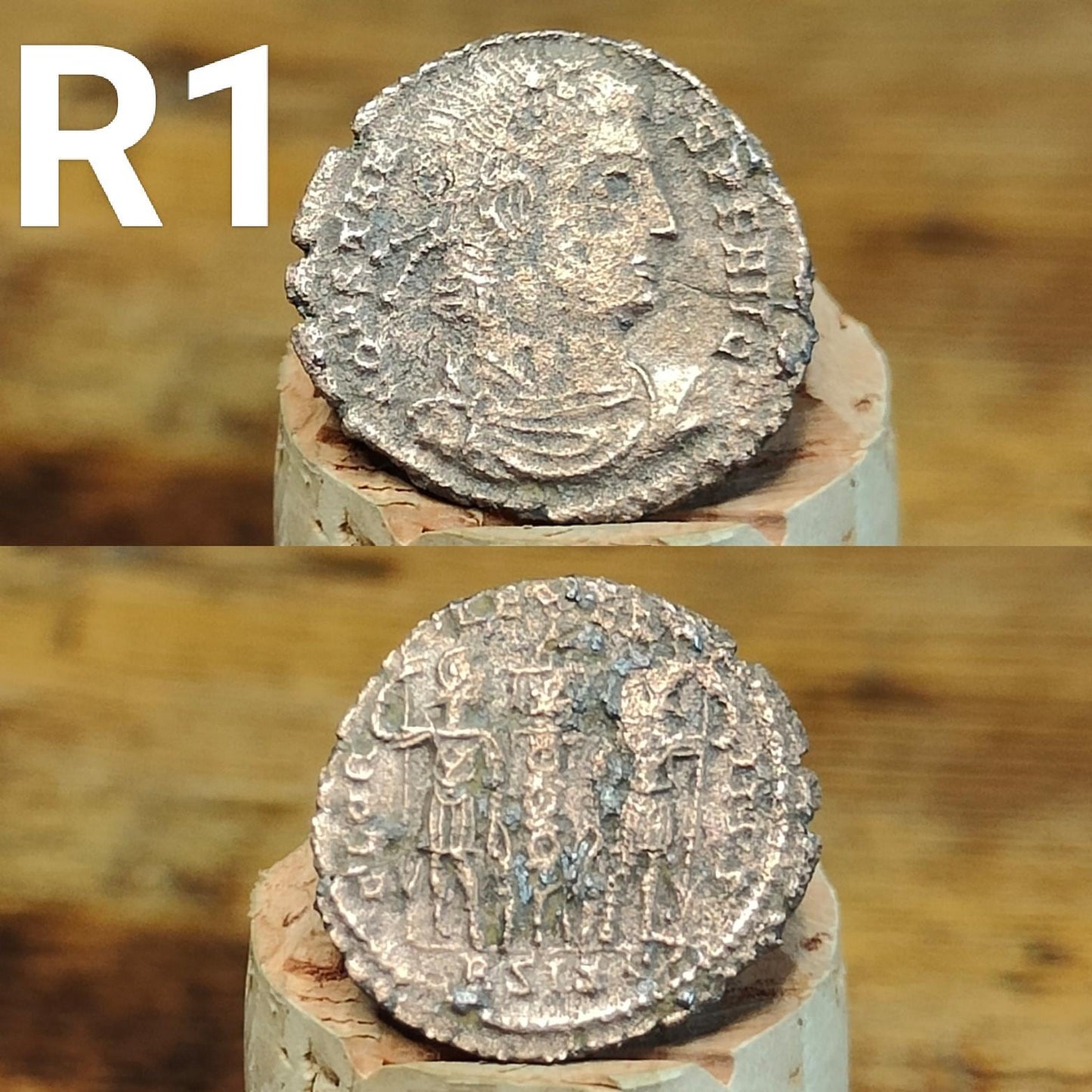 Cleaned Roman coins, ancient Nummus and Follis