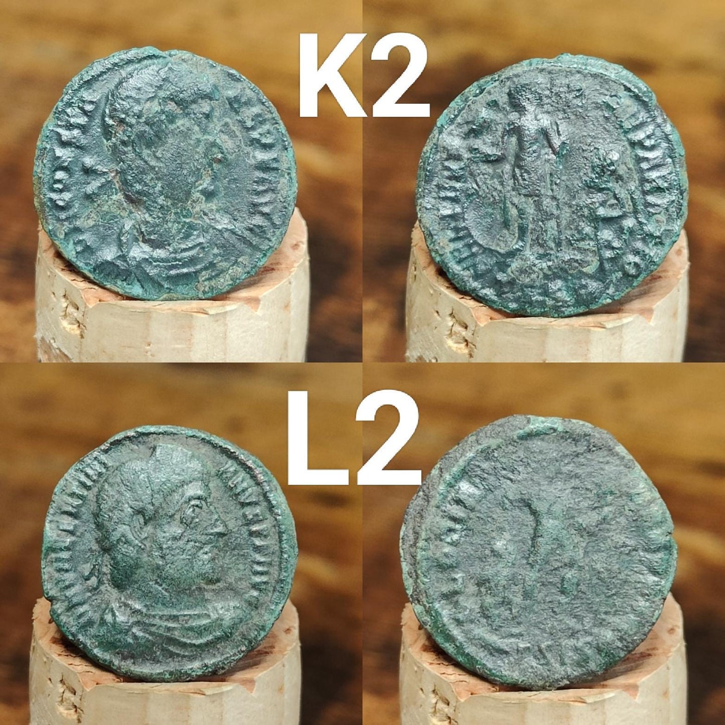 Genuine Roman coins, 4th century ancient Nummus