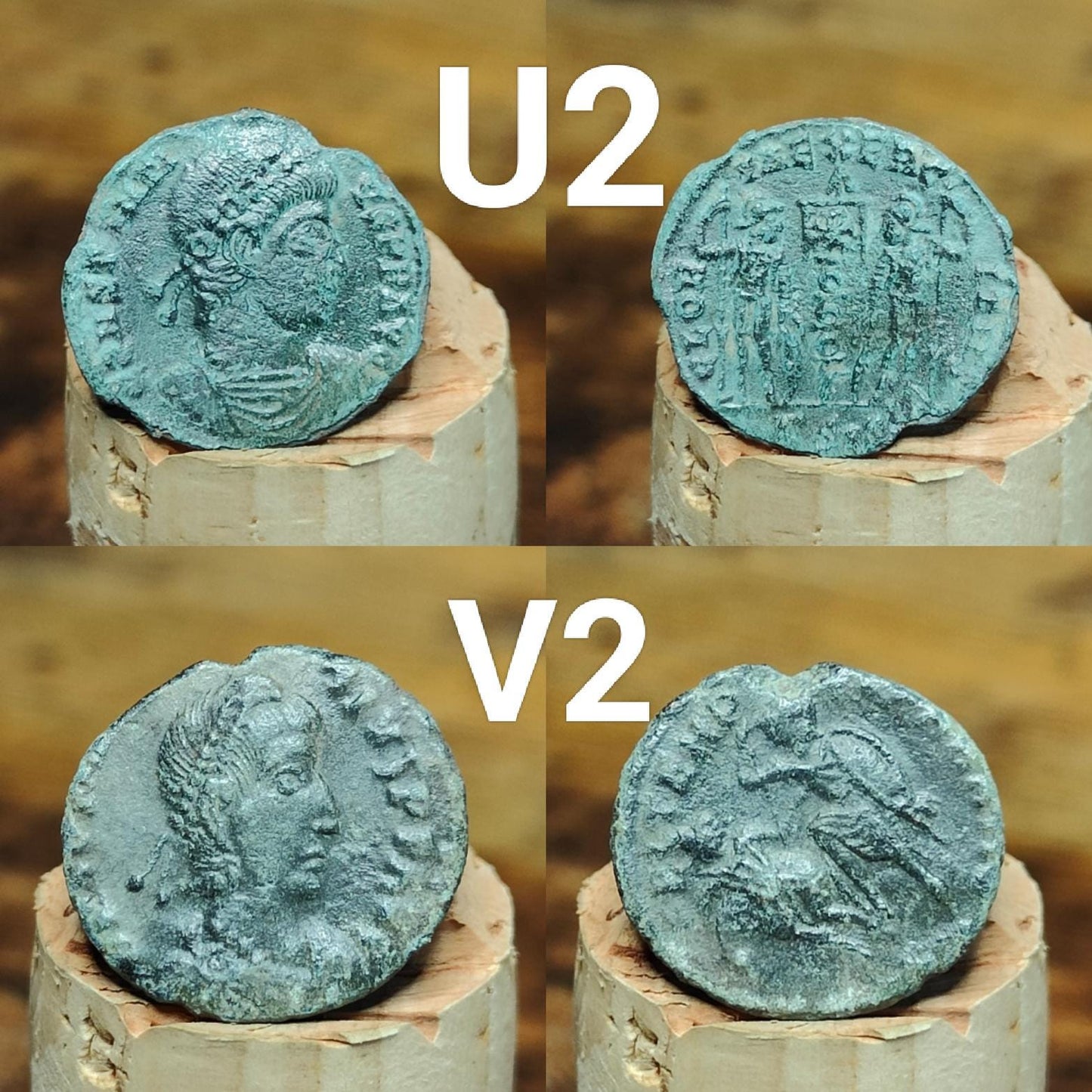 Genuine Roman coins, 4th century ancient Nummus