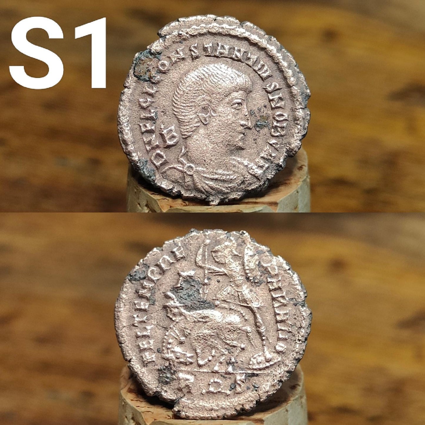 Cleaned Roman coins, ancient Nummus and Follis
