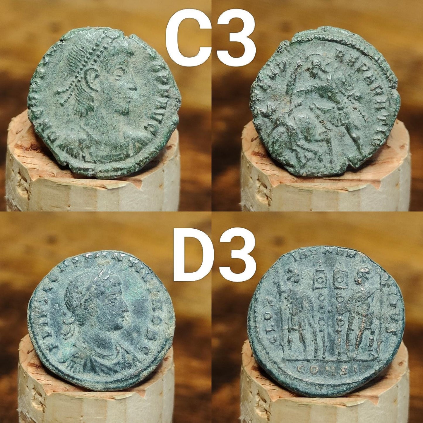 Genuine Roman coins, 4th century ancient Nummus