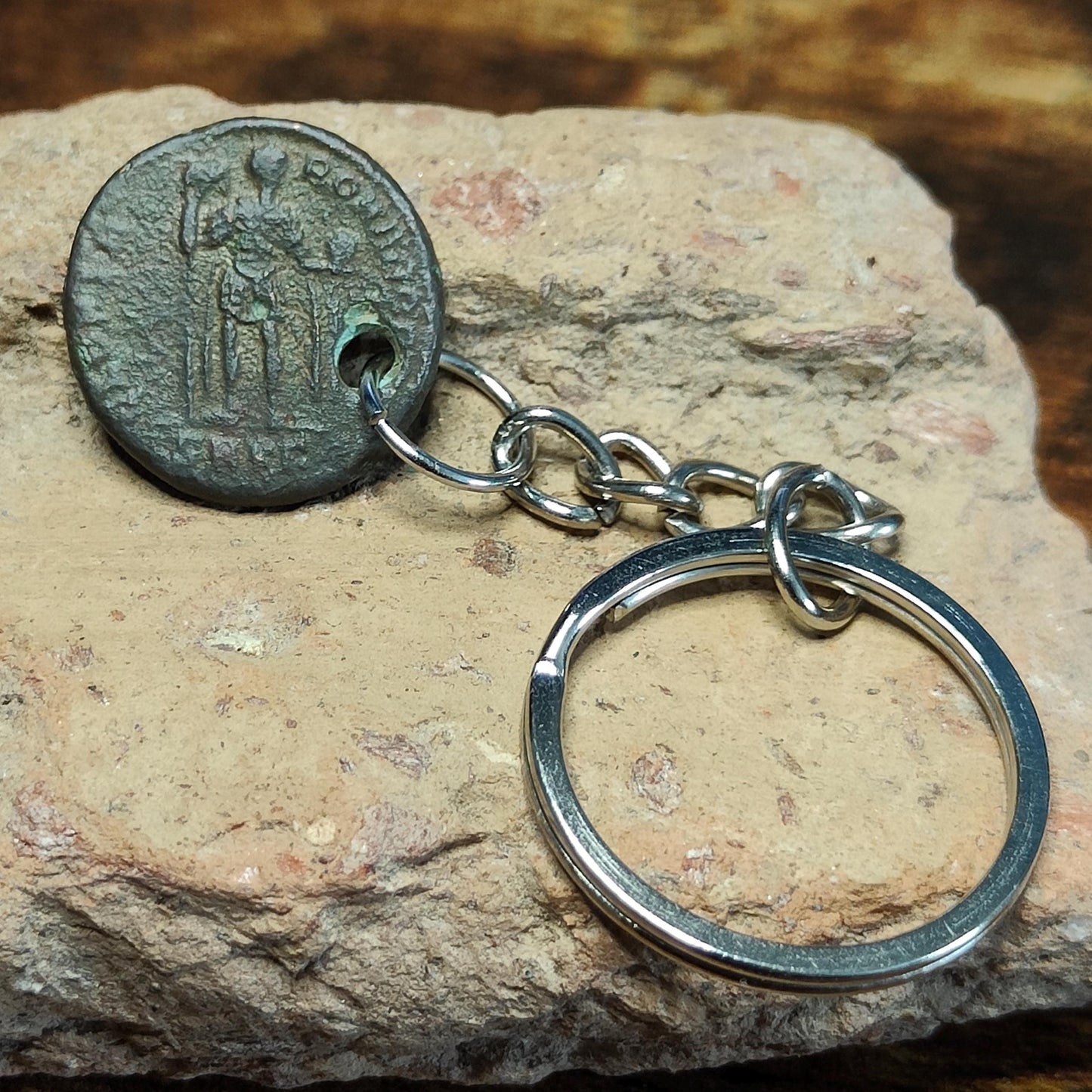 Roman coin key chain, ancient coin keyring, fob for keys