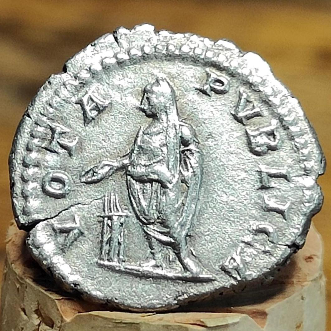 Geta Silver Denarius with emperor reverse, Ancient roman coin from the Imperial empire