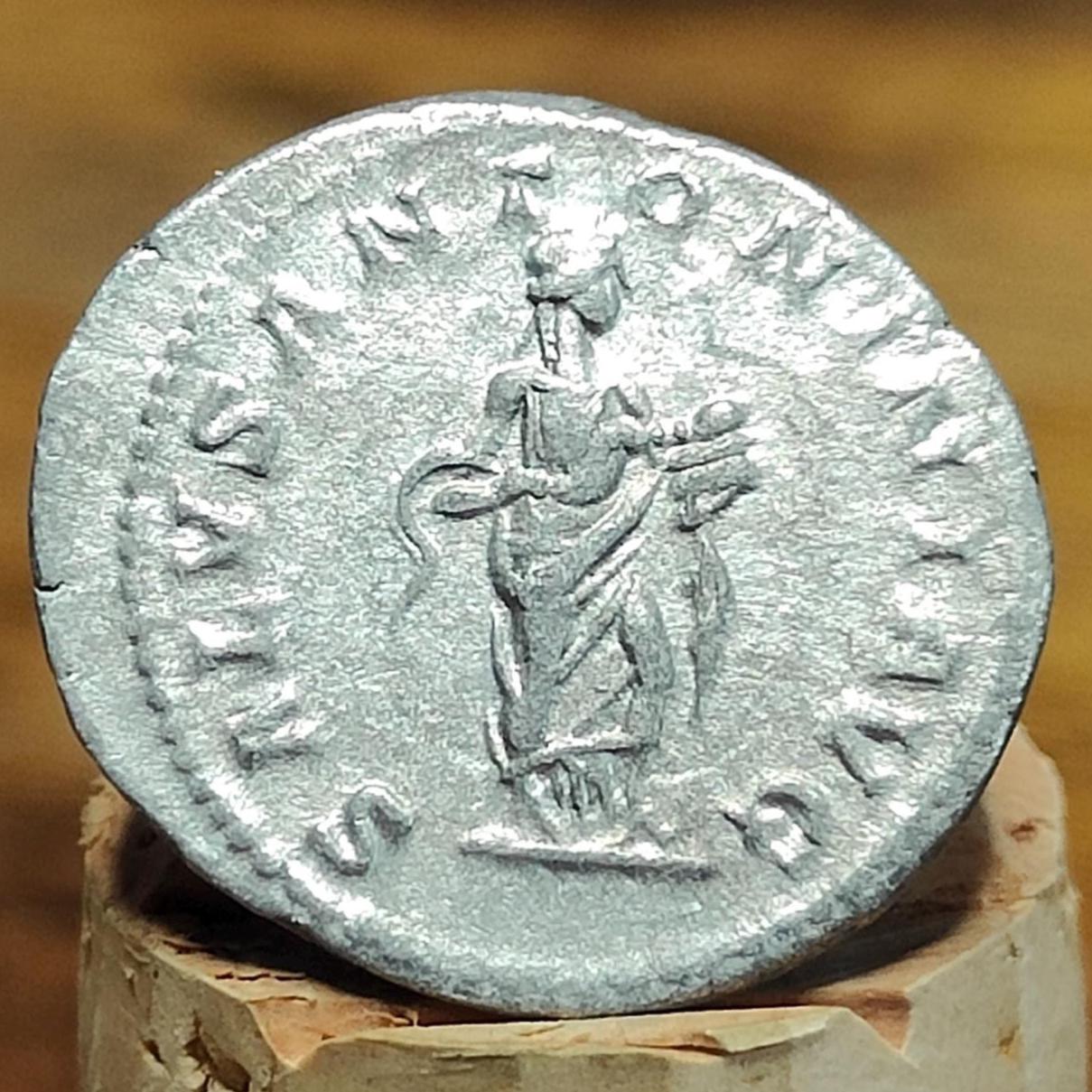 Elagabalus Silver Denarius with Salus reverse, Ancient roman coin