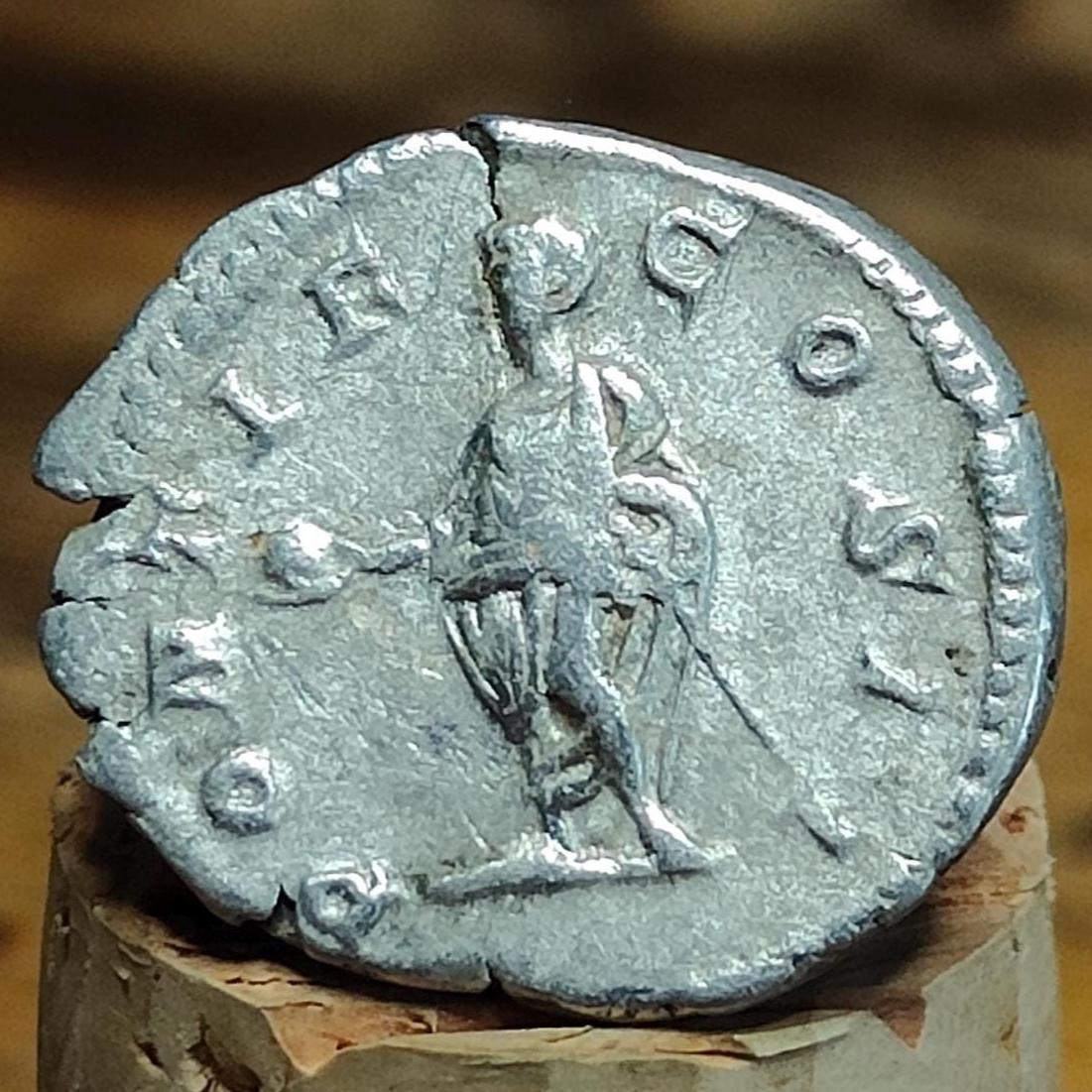 Geta Silver Denarius with emperor reverse, Ancient roman coin from the Imperial empire