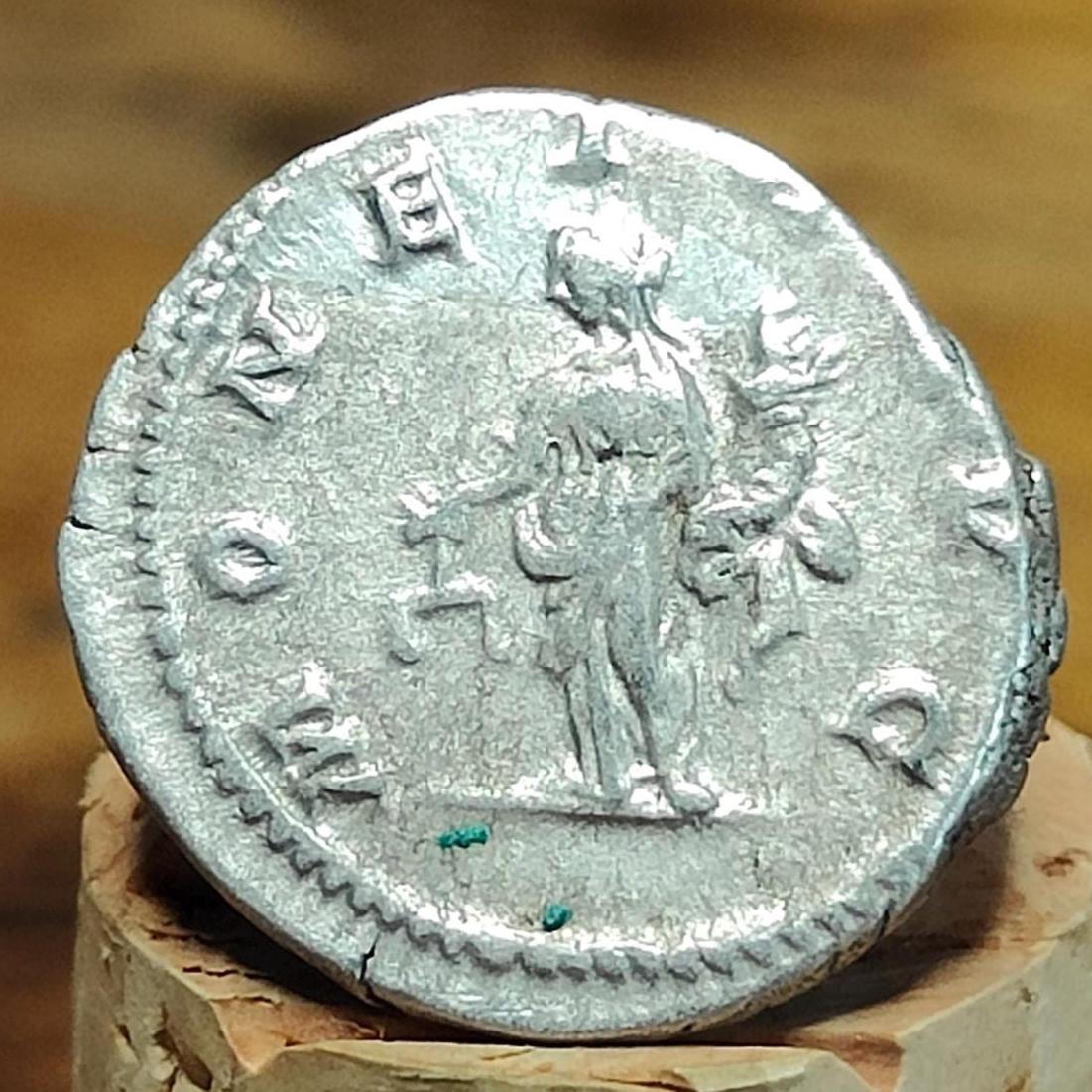 Caracalla Silver Denarius with Moneta reverse, Ancient roman coin