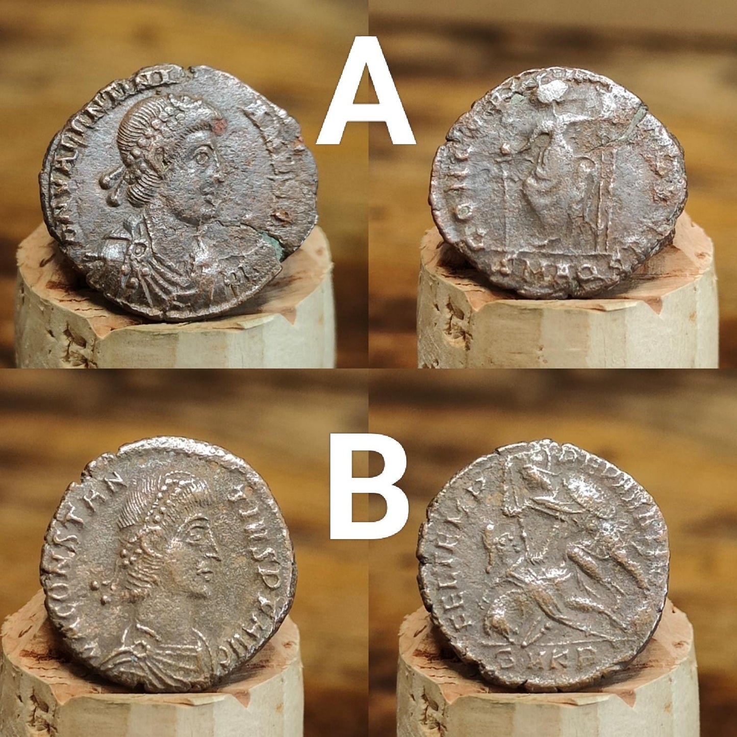 Genuine Roman coins, 4th century ancient Nummus