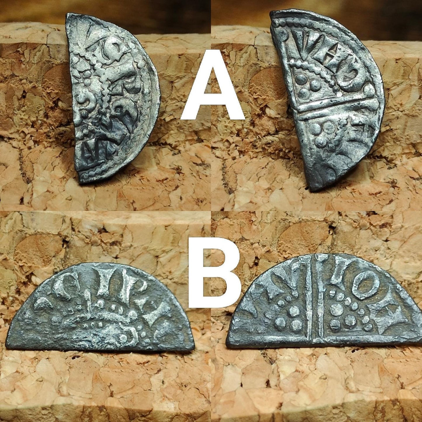Medieval Silver Coin UK / Henry III voided long cross cut half penny