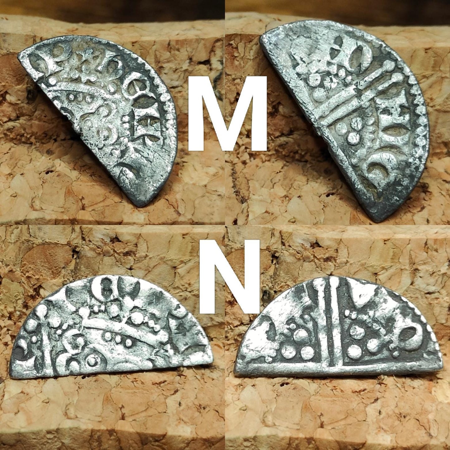Medieval Silver Coin UK / Henry III voided long cross cut half penny