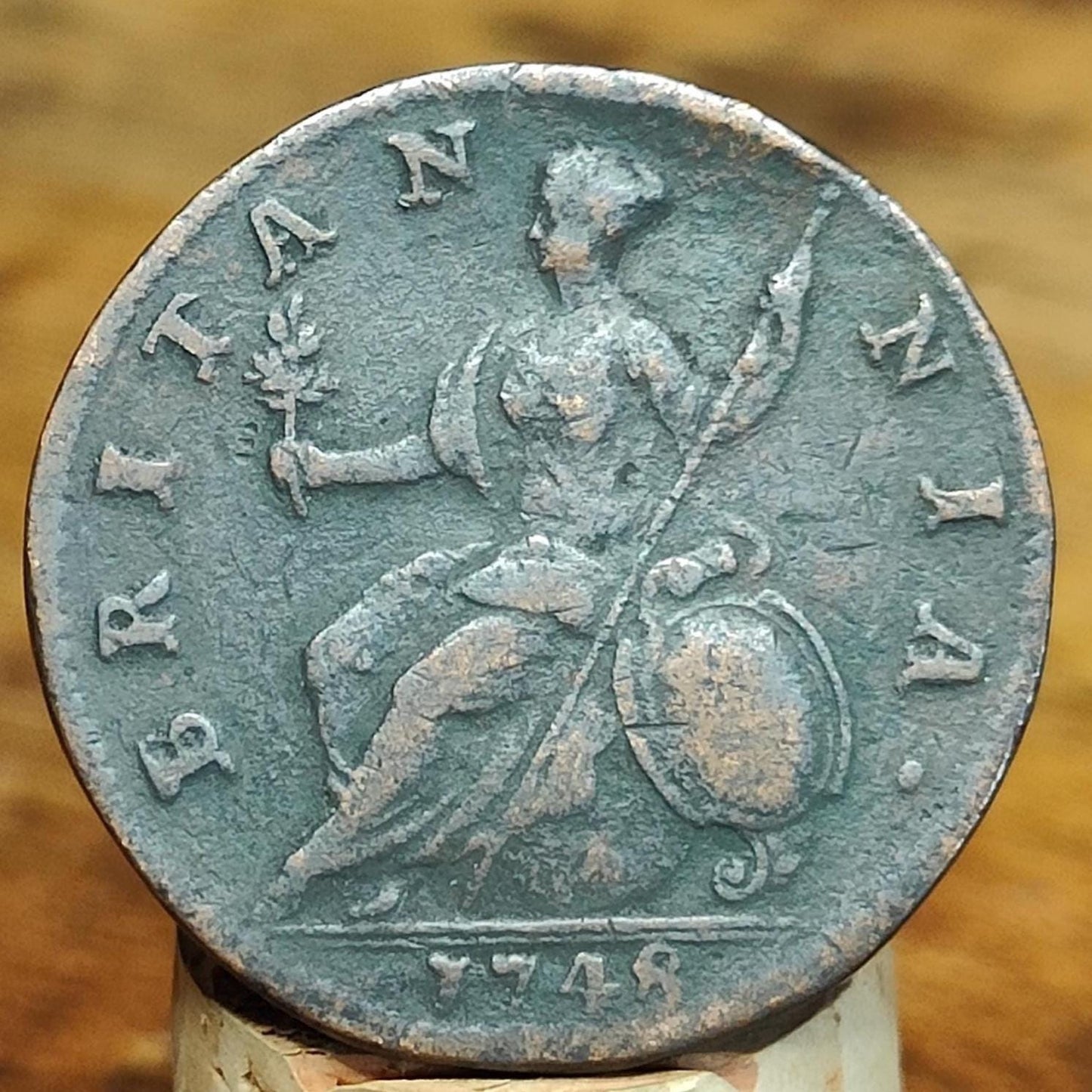George II half Penny, dated 1748 - Georgian/ US colonial coin
