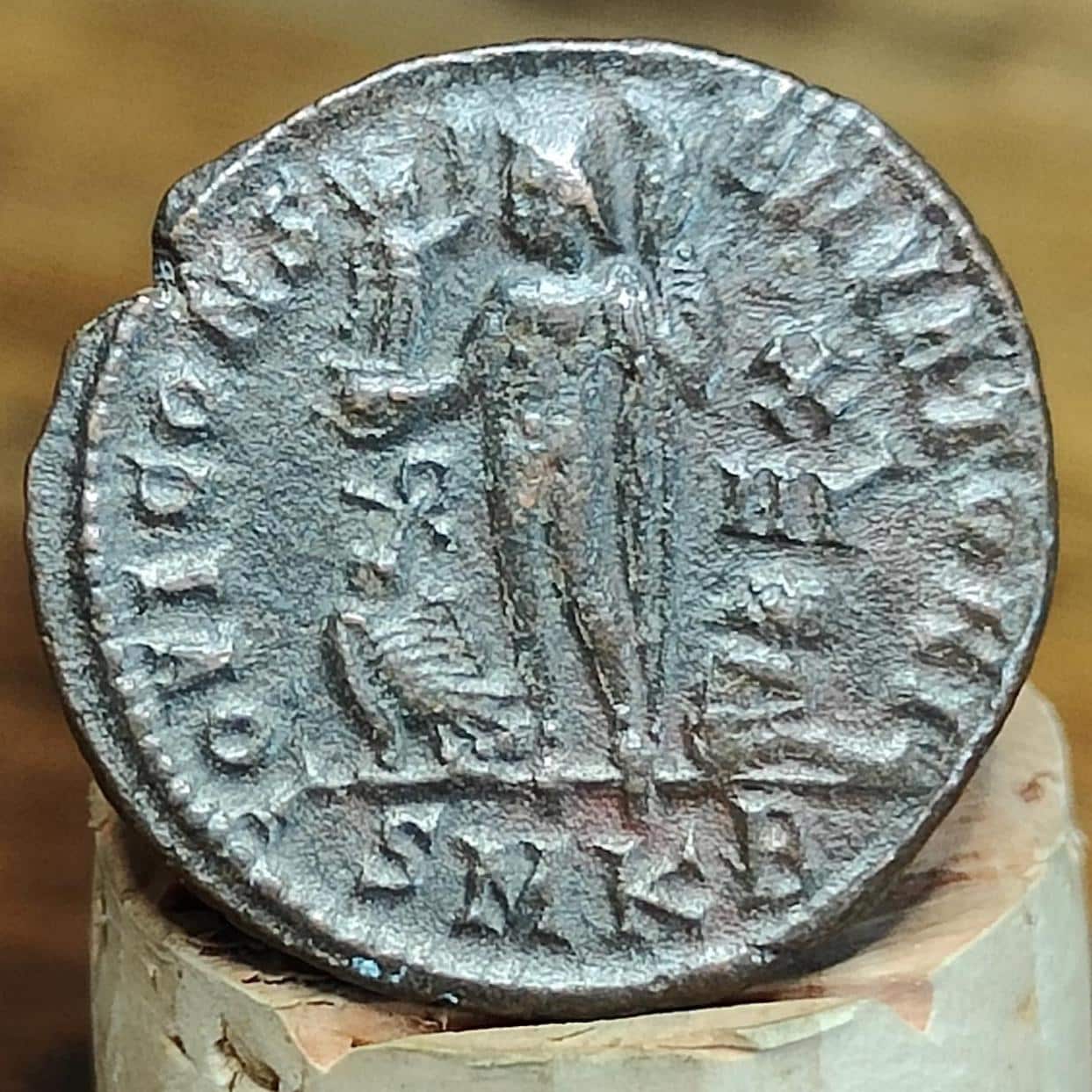 Crispus Roman coin with Jupiter reverse, ancient Nummus