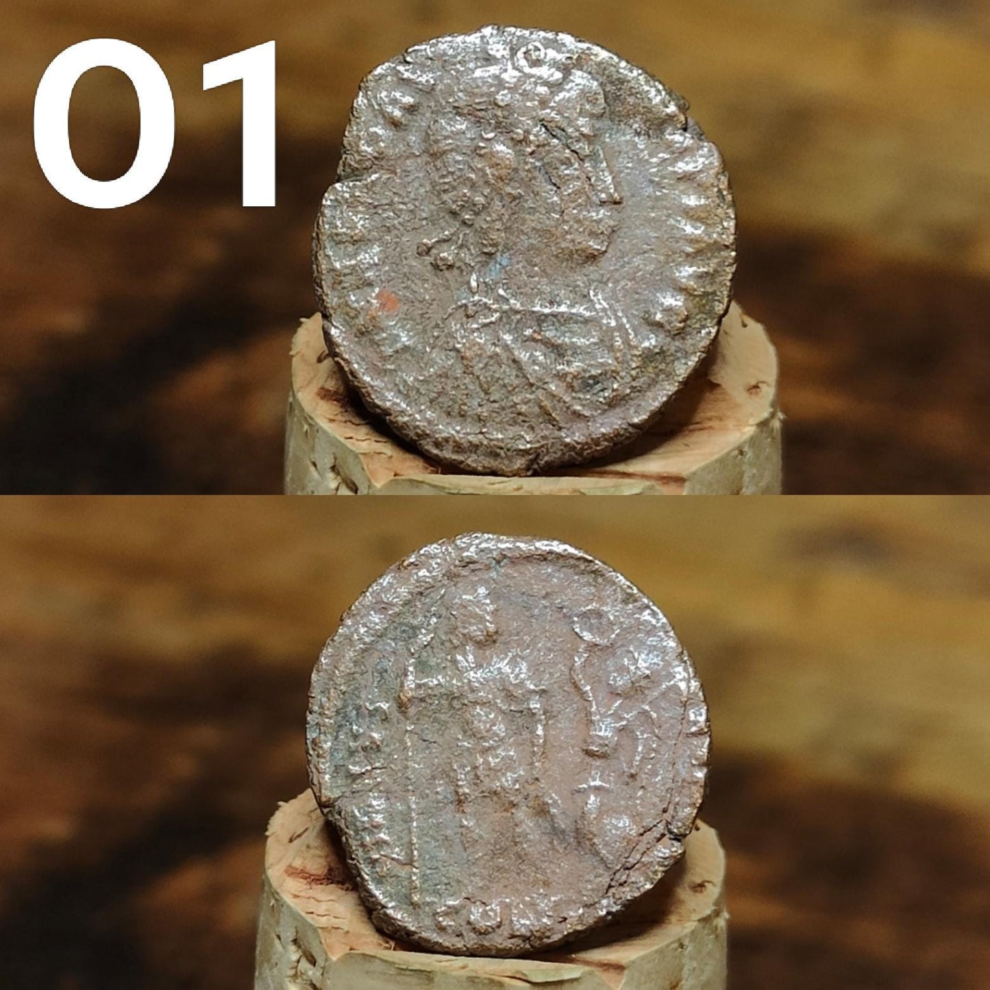 Cleaned Roman coins, ancient Nummus and Follis