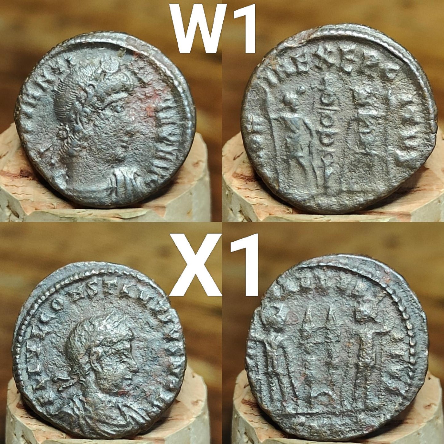 Genuine Roman coins, 4th century ancient Nummus