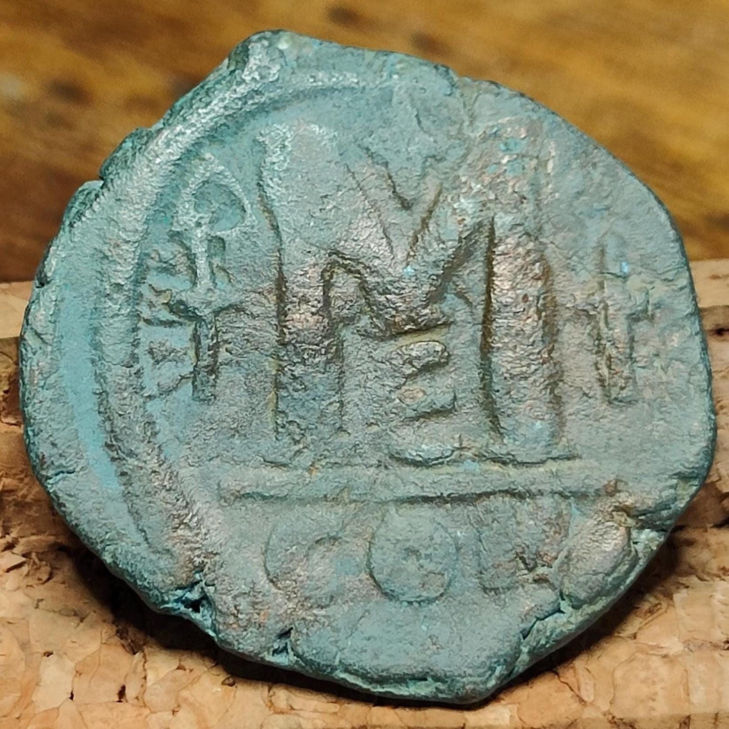 Justinian I Byzantine coin, Authentic Roman Follis 527-565AD, Early Christian