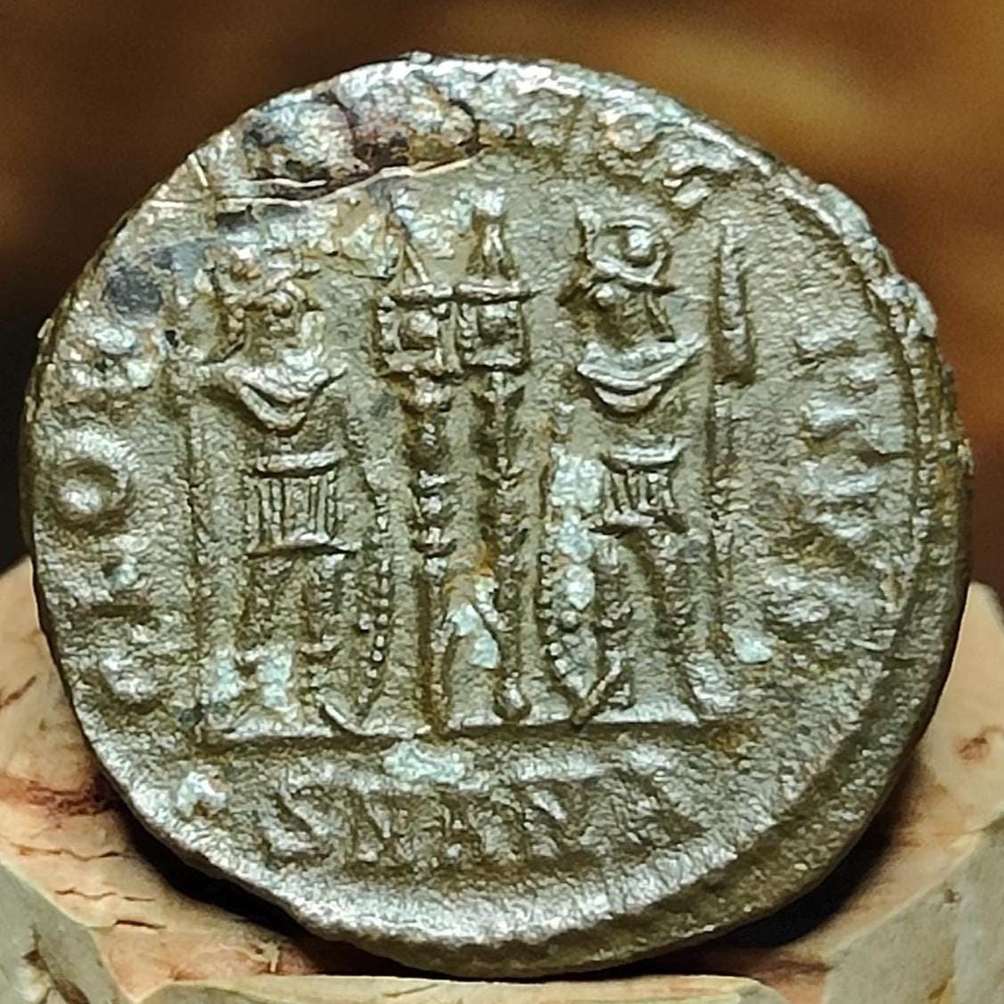Constantine the great Roman coin with soldiers reverse, 4th century ancient nummus AE3