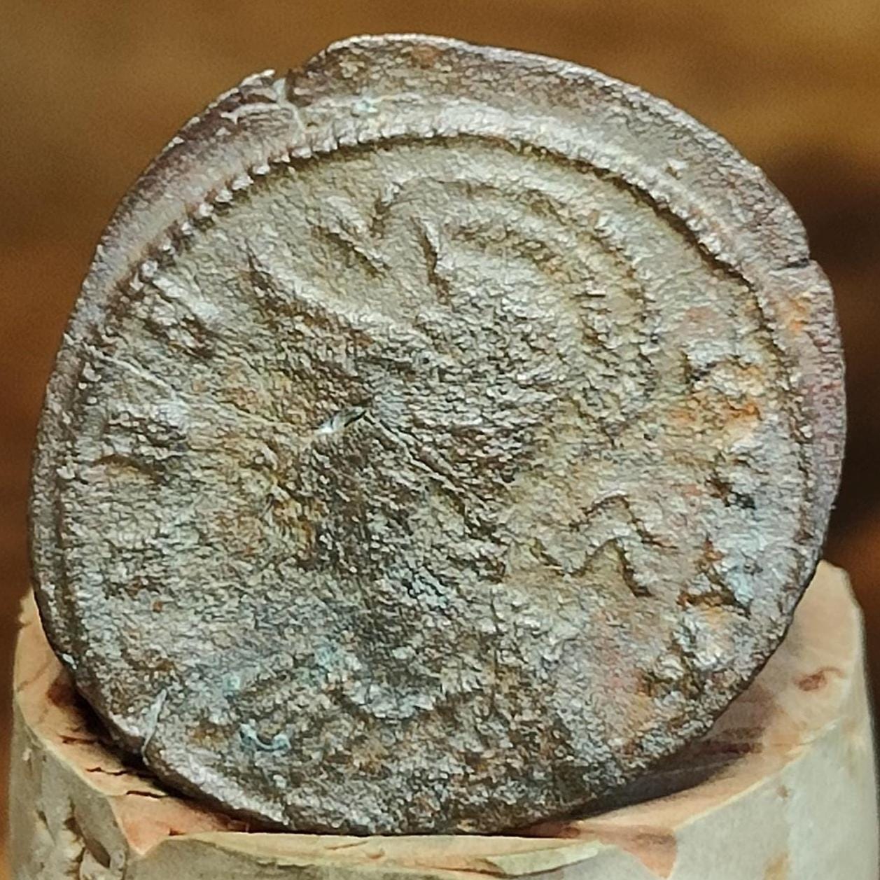 Roman commemorative coin with She Wolf reverse, ancient Nummus