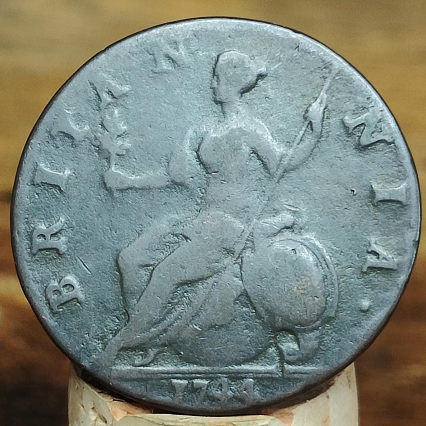 George II half Penny, dated 1744 - Georgian/ US colonial coin