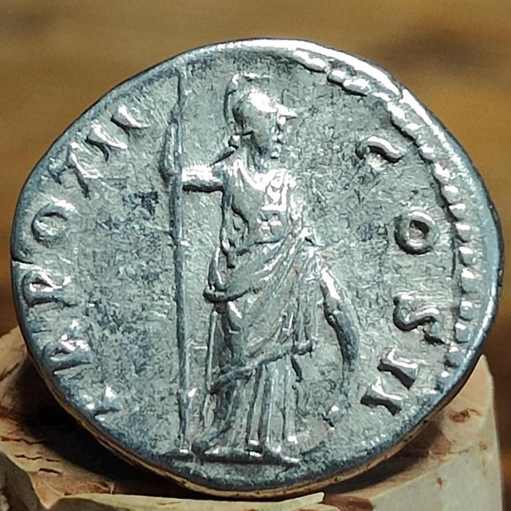 Marcus Aurelius Silver Denarius with Minerva reverse, 161-180 AD. Ancient roman coin