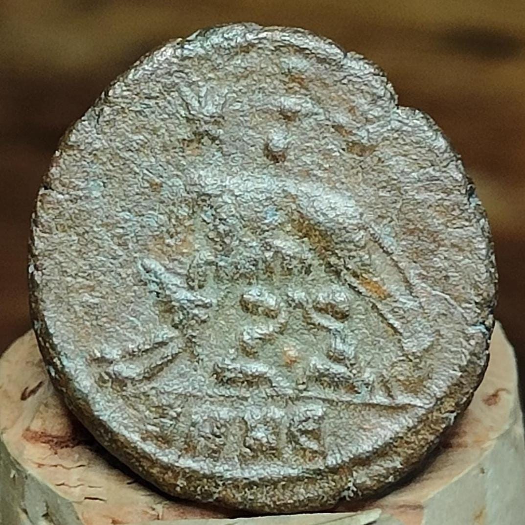 Roman commemorative coin with She Wolf reverse, ancient Nummus
