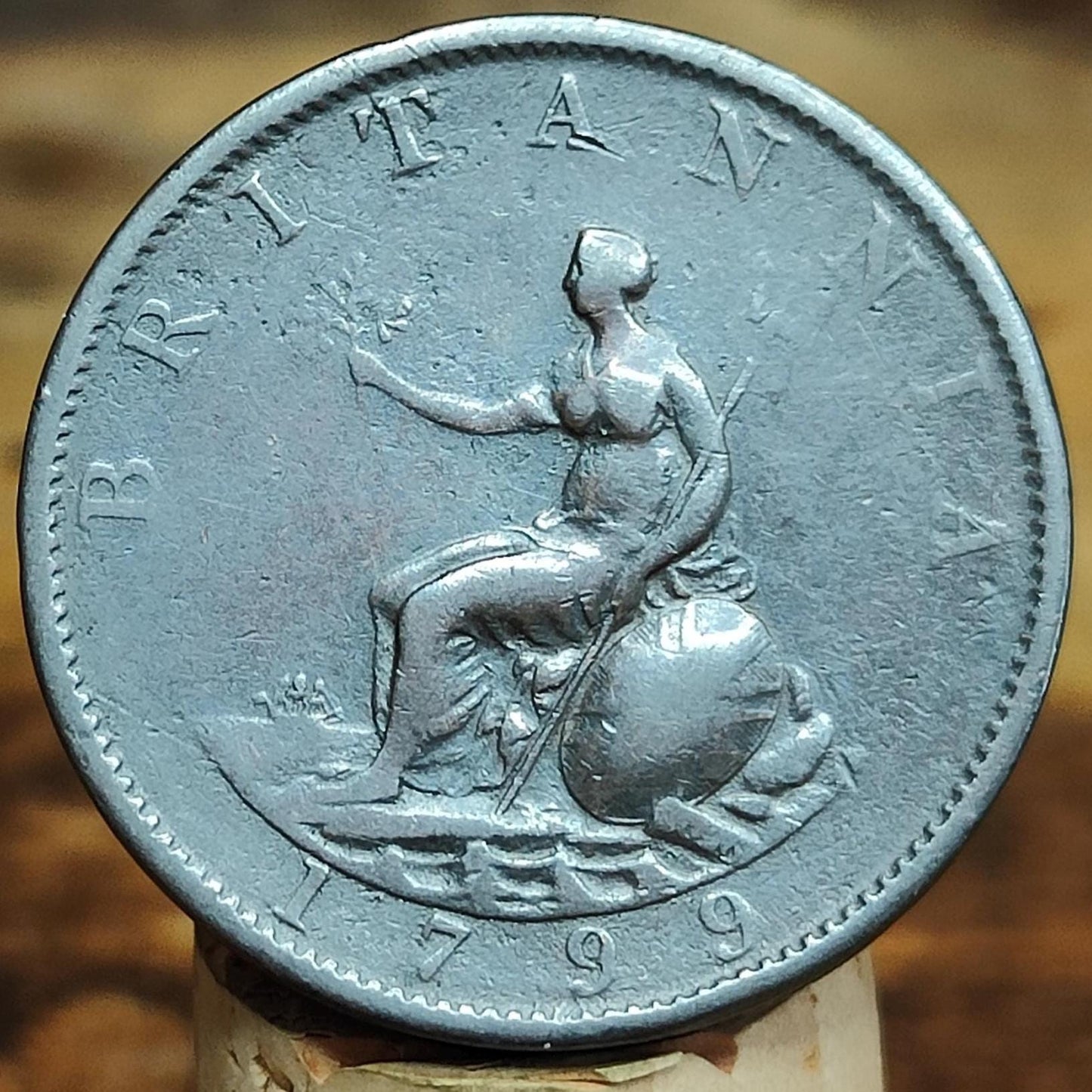 George III Halfpenny, dated 1799 - Georgian/ Napoleonic war coin