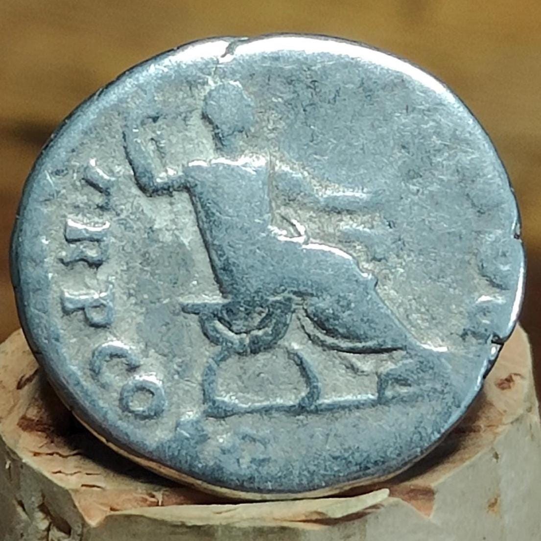 Vespasian Silver Denarius with seated reverse, Ancient roman coin