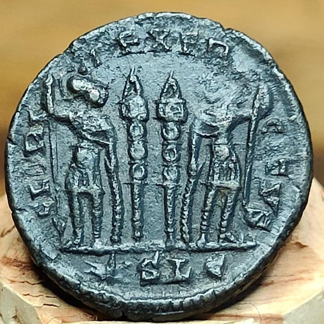 Constantius II Roman coin, Soldiers reverse, 324-337AD, ancient AE4 Nummus