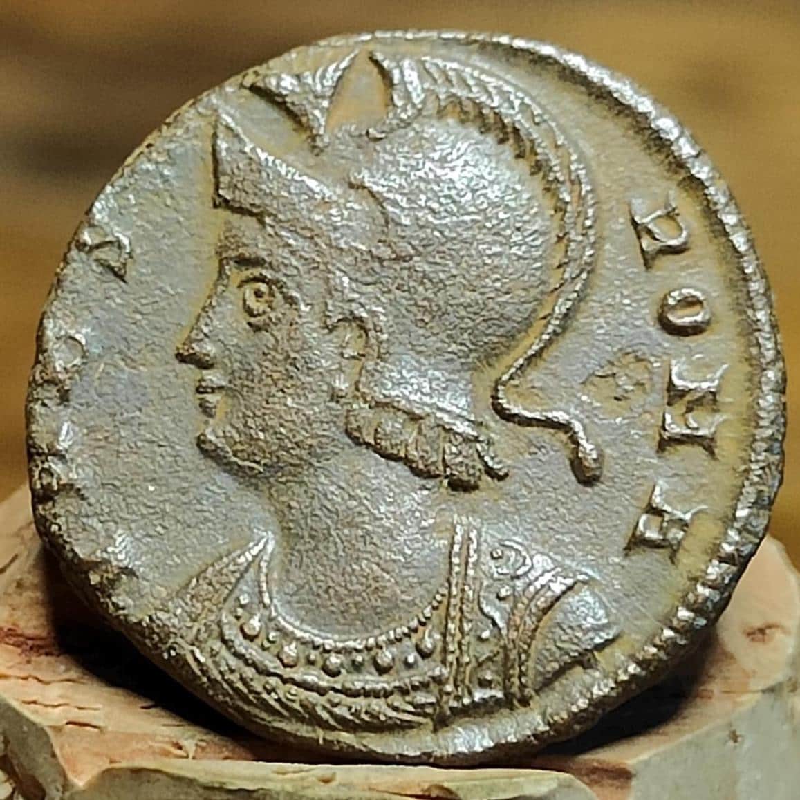 Roman commemorative coin with She Wolf reverse, 330-354AD, ancient Nummus