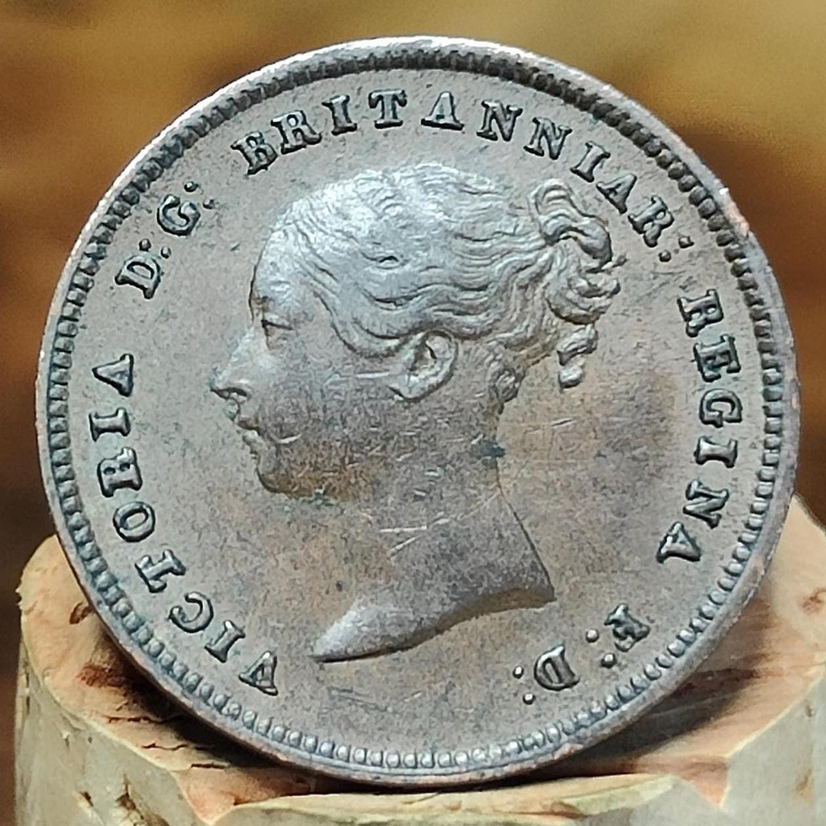 1844 Queen Victoria Half Farthing Coin, young Head
