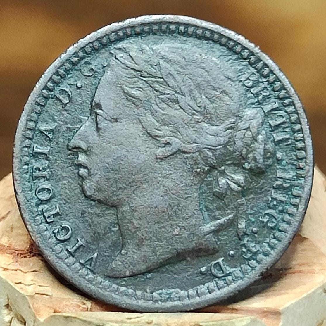 1866 Queen Victoria One Third Farthing Coin, Malta issue, bun head