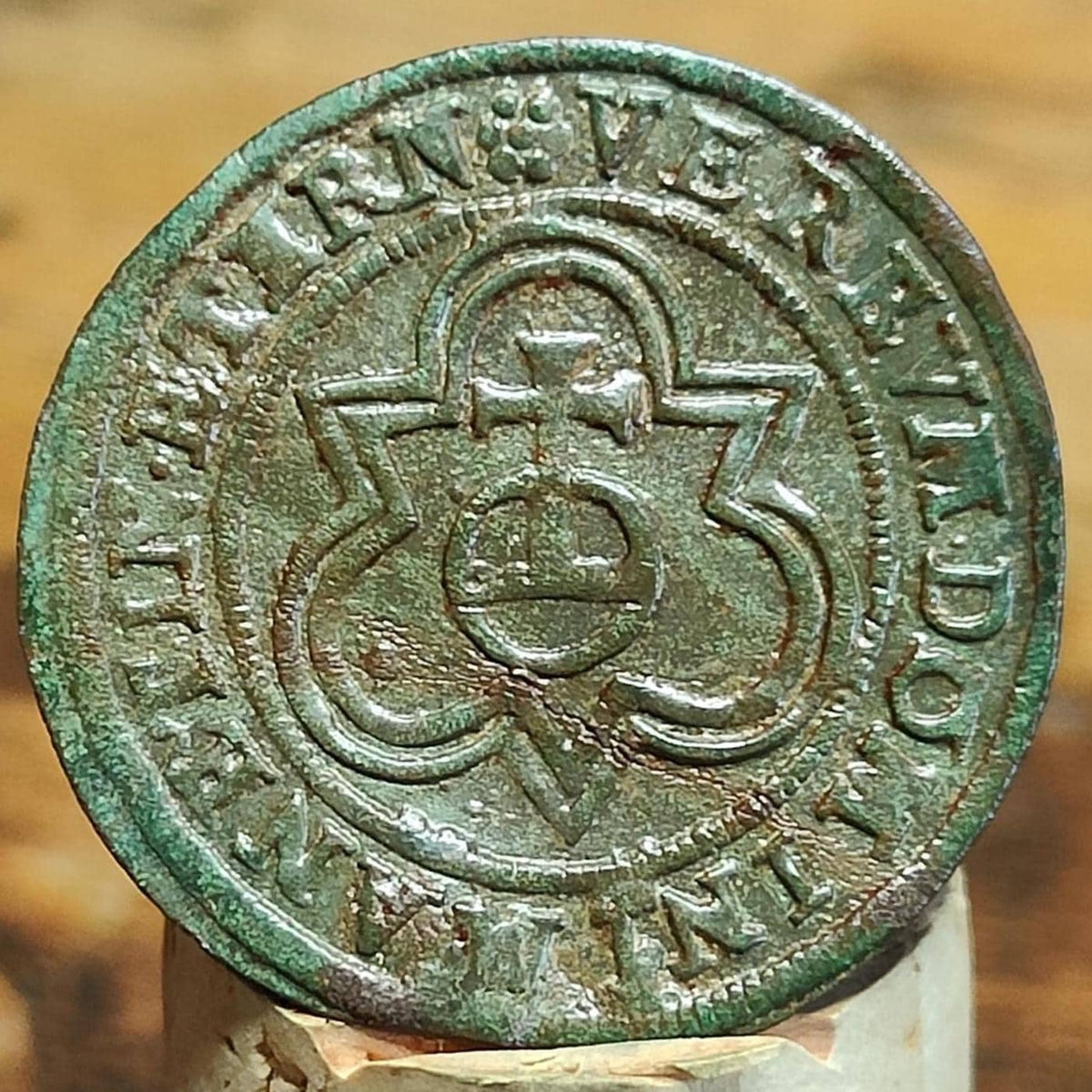 Medieval Nuremburg Jetton, rose and orb type token, 500 years old