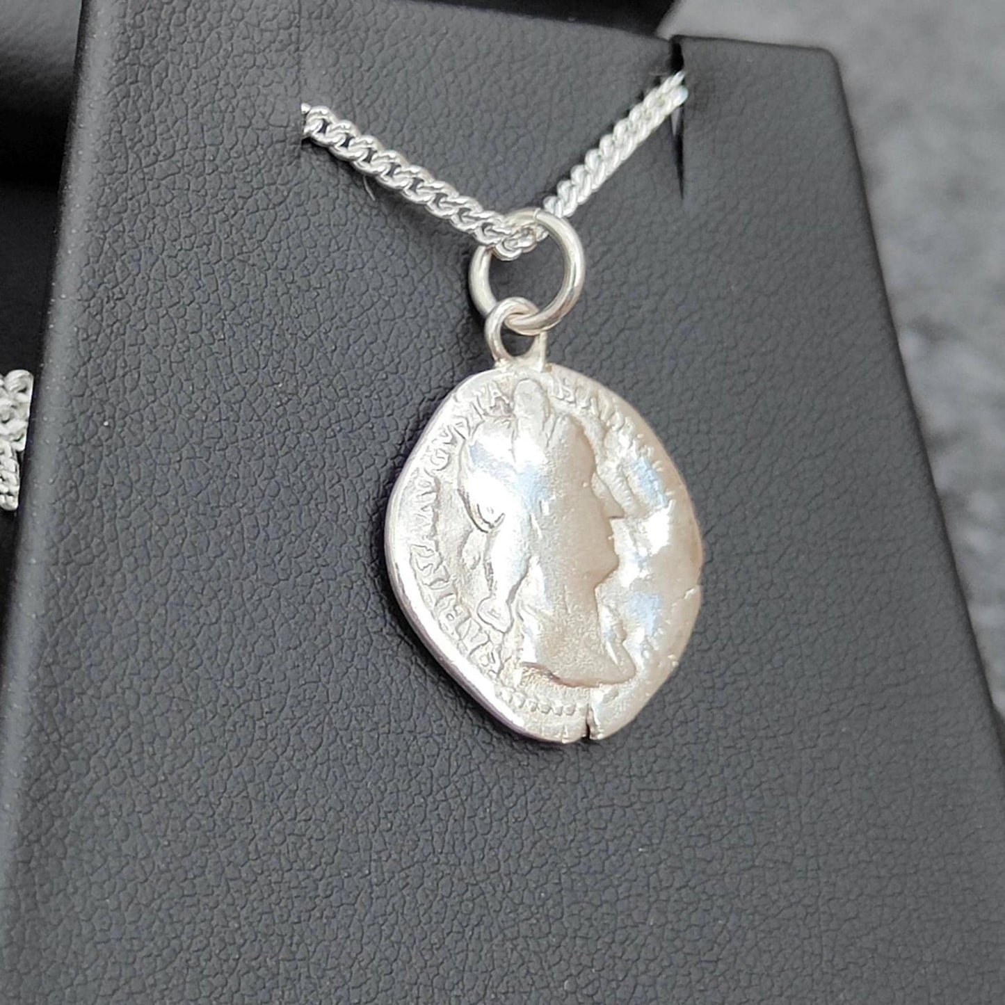 Sabina Silver Denarius pendant and chain, ancient necklace - VPUKcoins